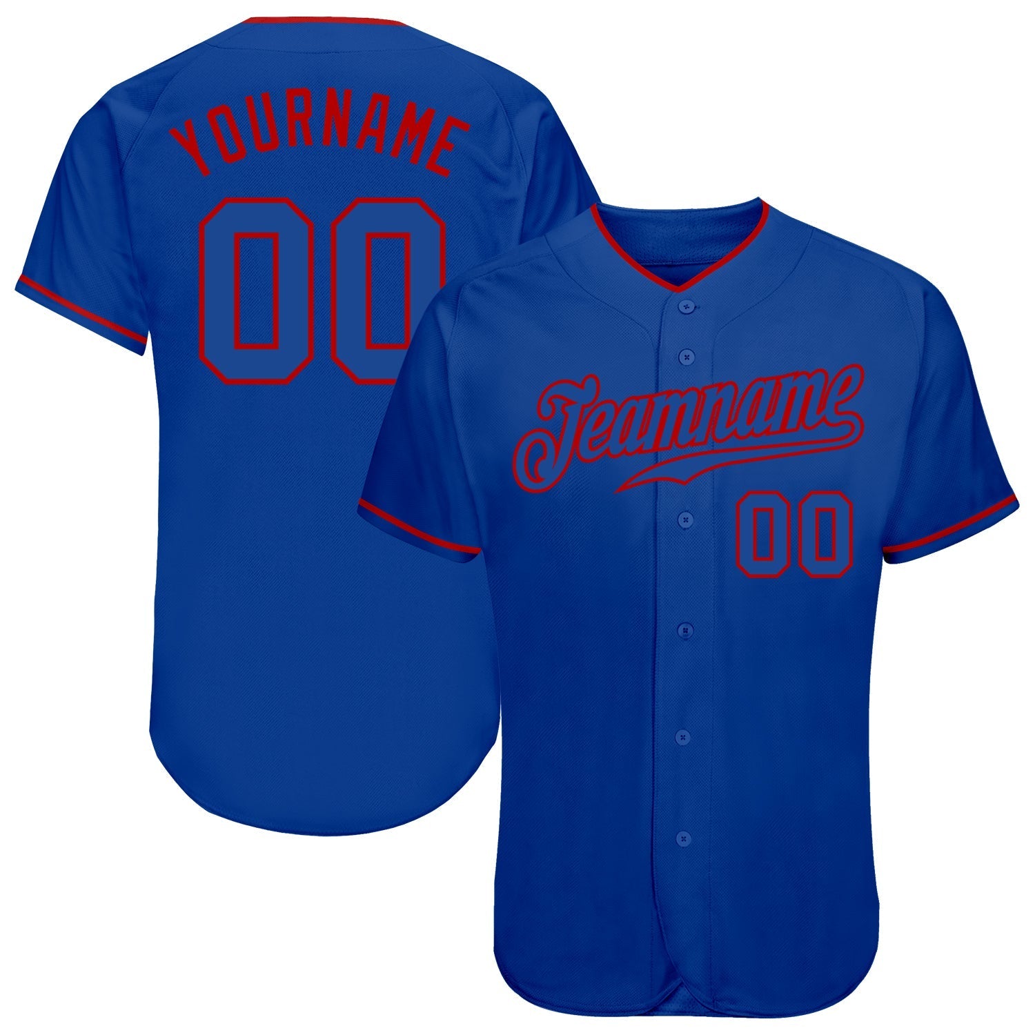 Custom Royal Royal-Red Authentic Baseball Jersey baseball jersey product view 1