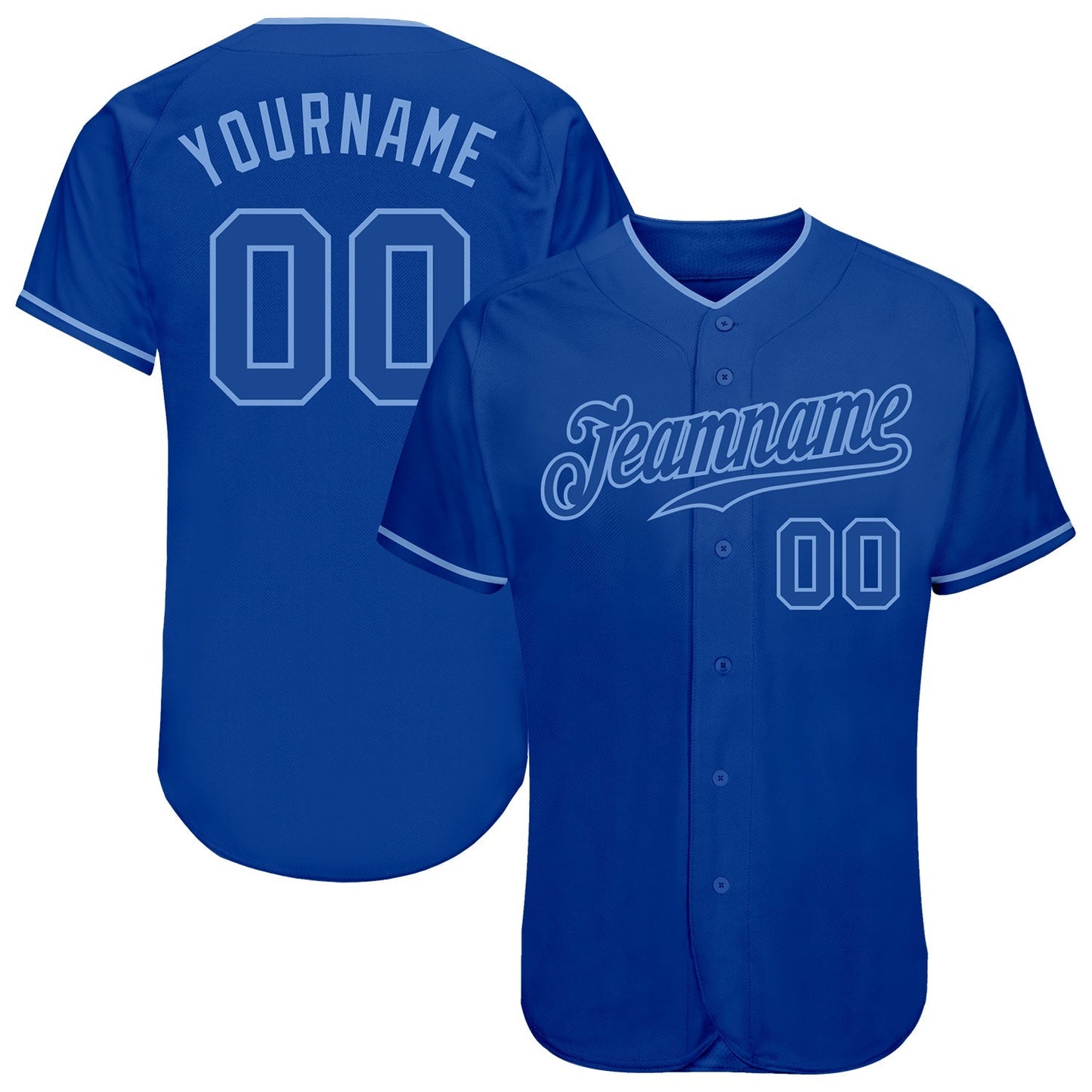 Custom Royal Royal-Light Blue Authentic Baseball Jersey baseball jersey product view 1