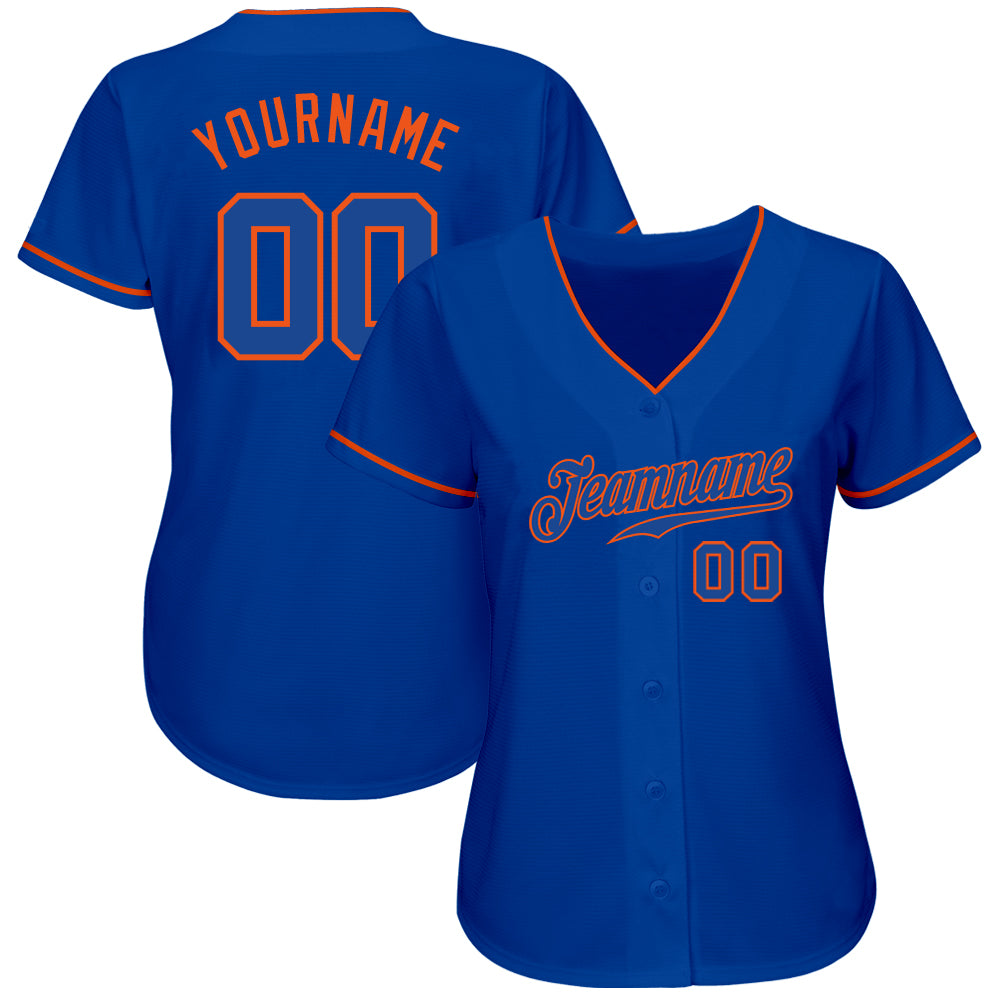 Custom Royal Royal-Orange Authentic Baseball Jersey baseball jersey product view 2