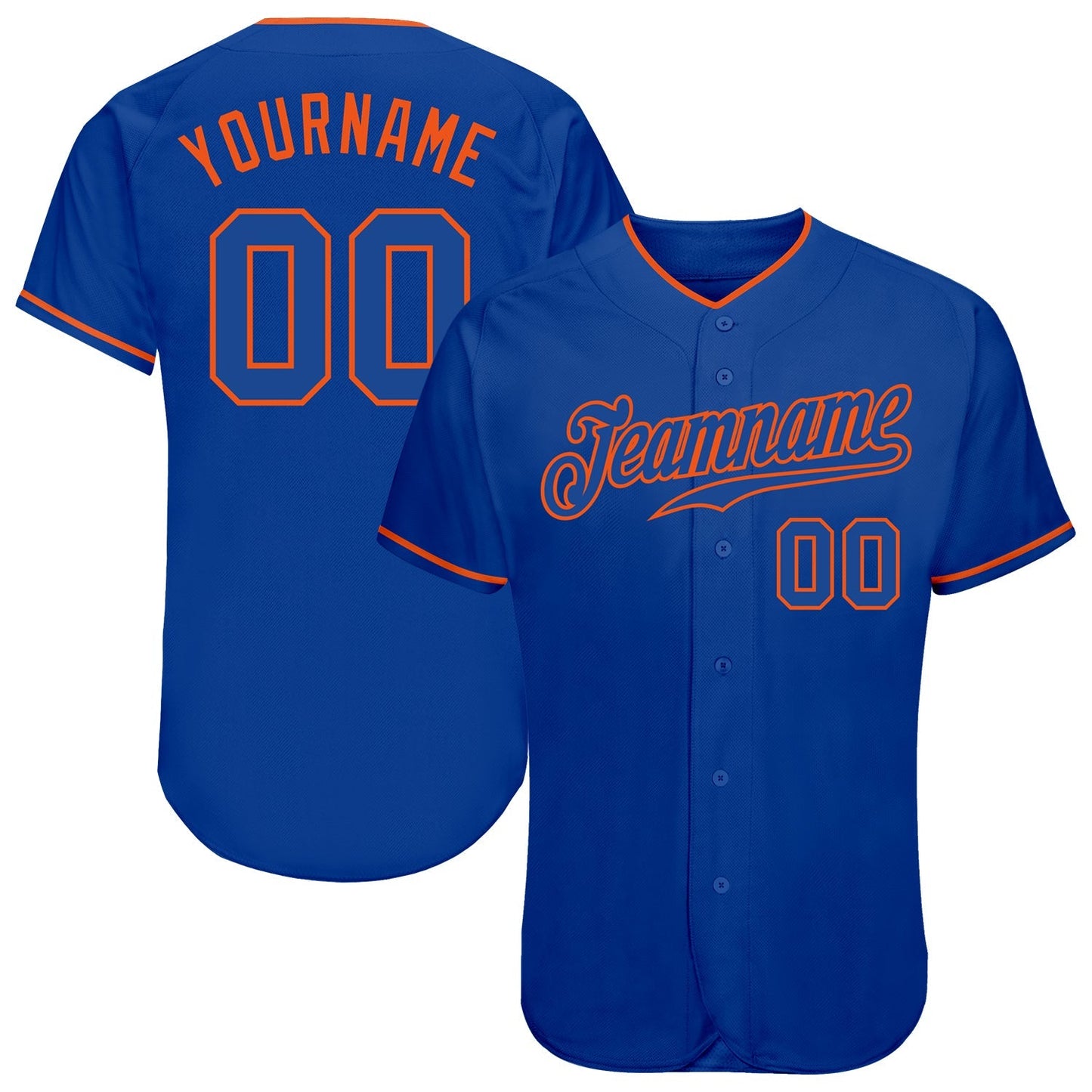 Custom Royal Royal-Orange Authentic Baseball Jersey baseball jersey product view 1