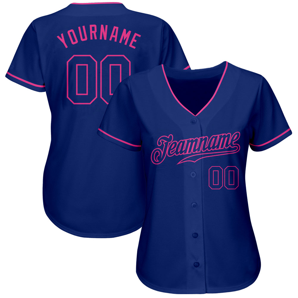 Custom Royal Royal-Pink Authentic Baseball Jersey baseball jersey product view 2