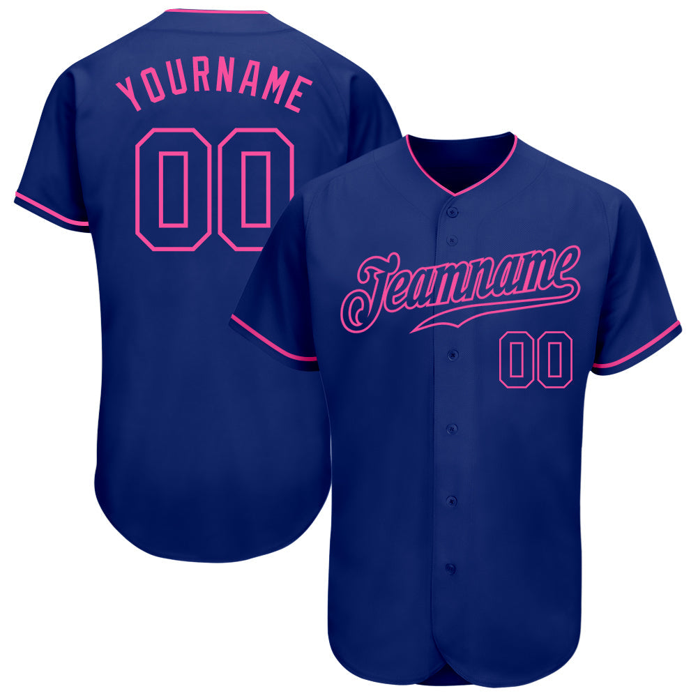 Custom Royal Royal-Pink Authentic Baseball Jersey baseball jersey product view 1