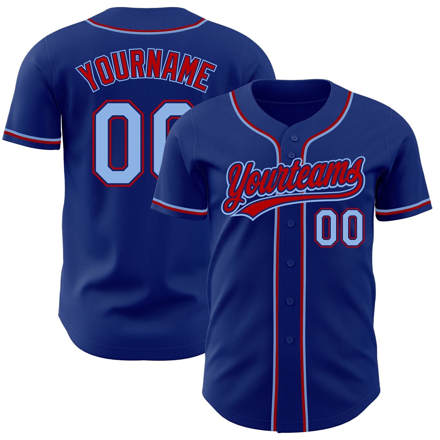 Custom Royal Light Blue-Red Authentic Baseball Jersey baseball jersey product view 1