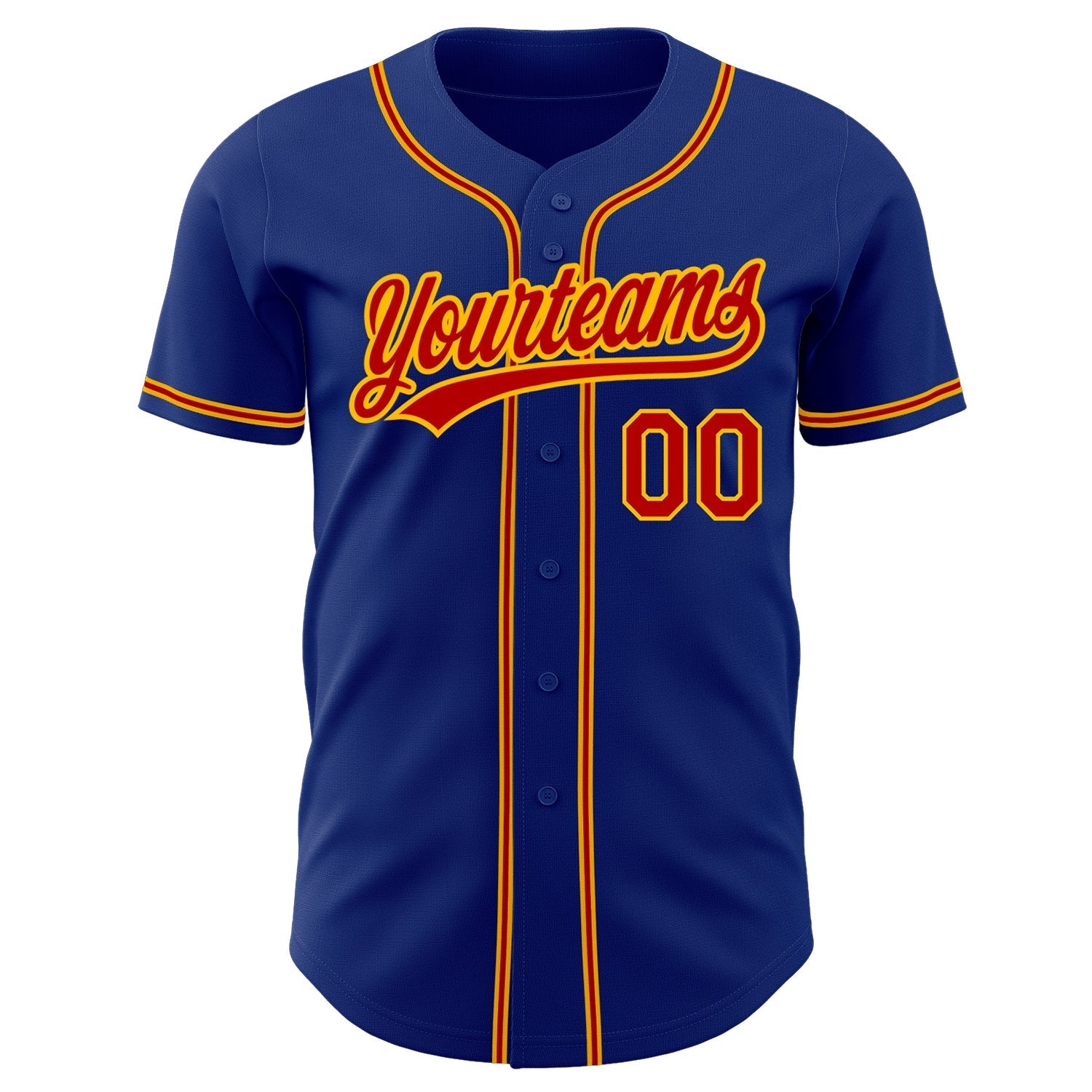 Custom Royal Red-Gold Authentic Baseball Jersey baseball jersey product view 2