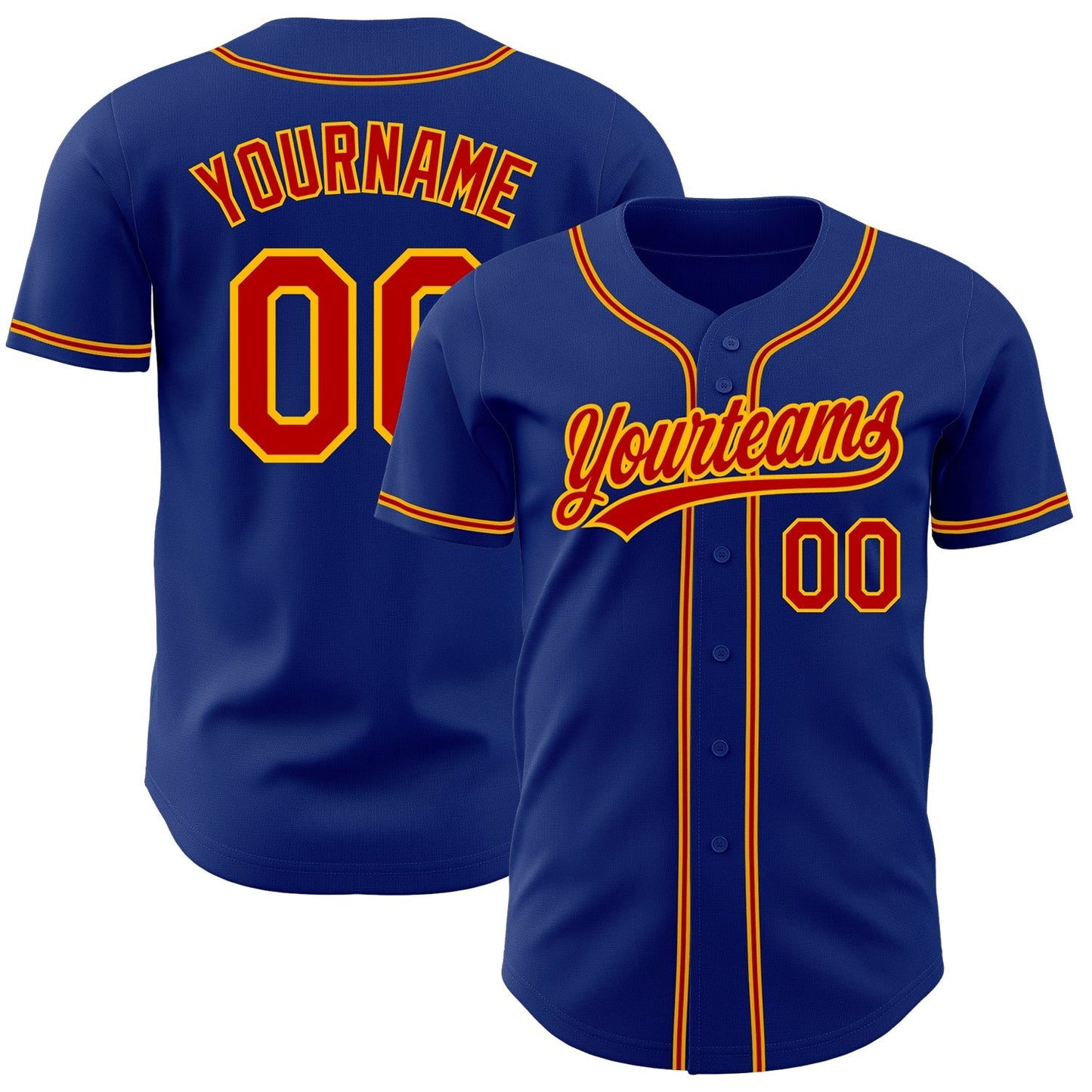 Custom Royal Red-Gold Authentic Baseball Jersey baseball jersey product view 1
