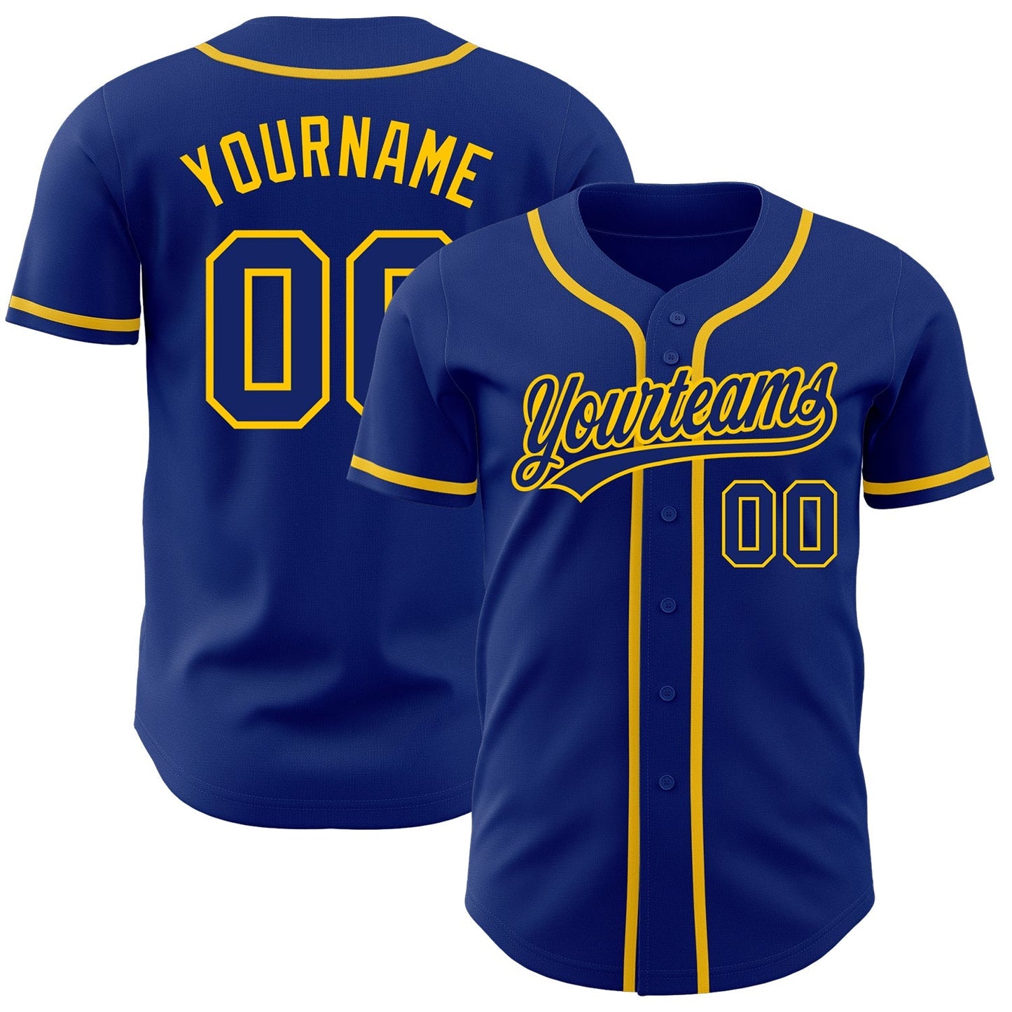 Custom Royal Royal-Gold Authentic Baseball Jersey baseball jersey product view 1