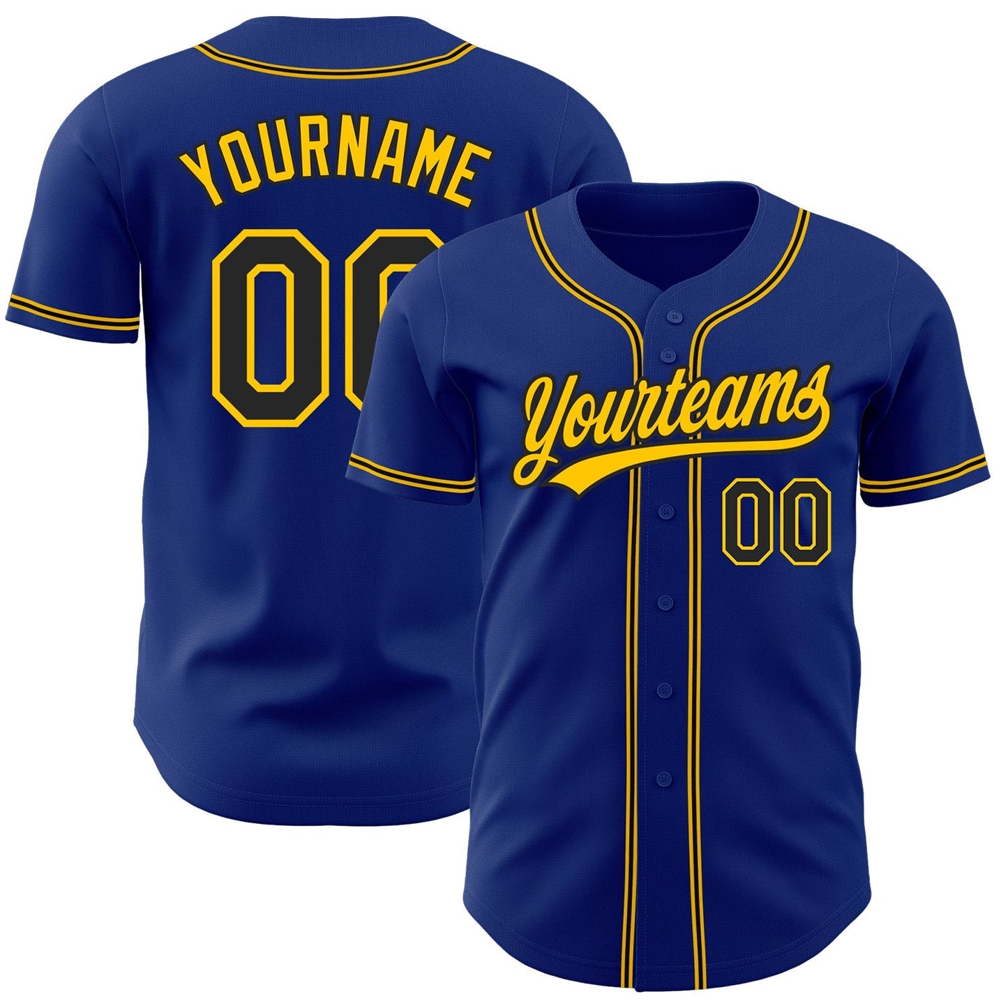 Custom Royal Black-Gold Authentic Baseball Jersey baseball jersey product view 1