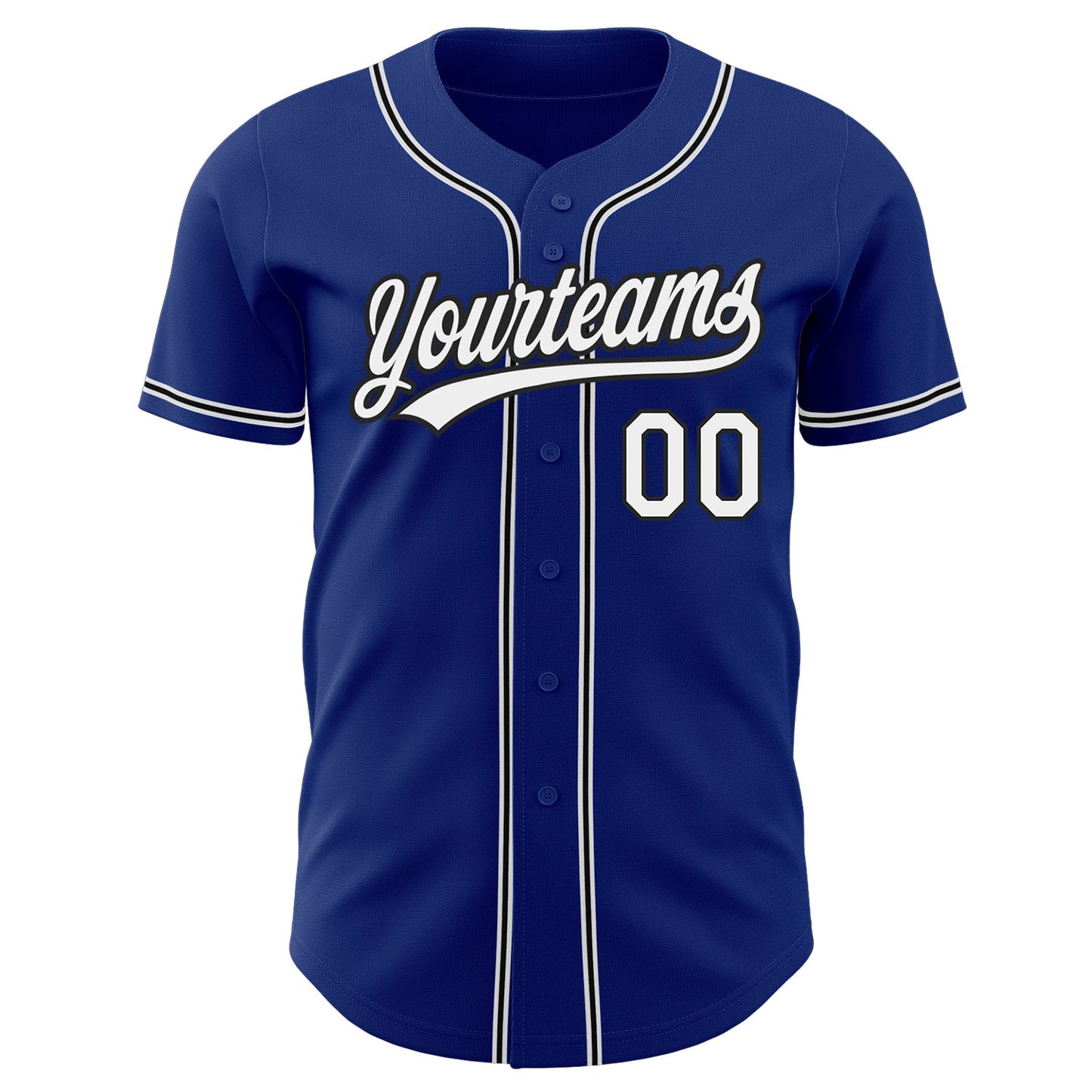 Custom Royal White-Black Authentic Baseball Jersey baseball jersey product view 2