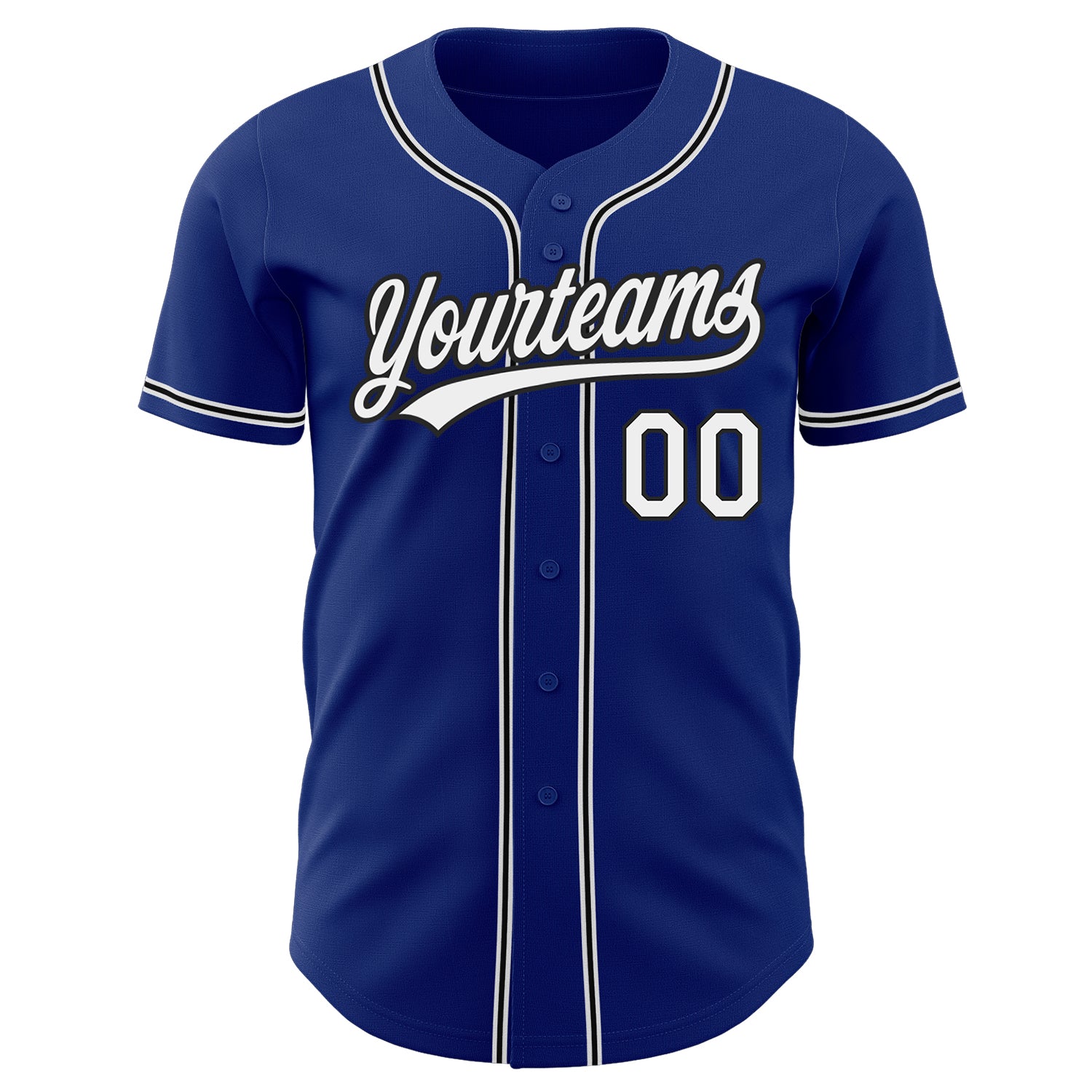 Custom Royal White-Black Authentic Baseball Jersey baseball jersey product view 2