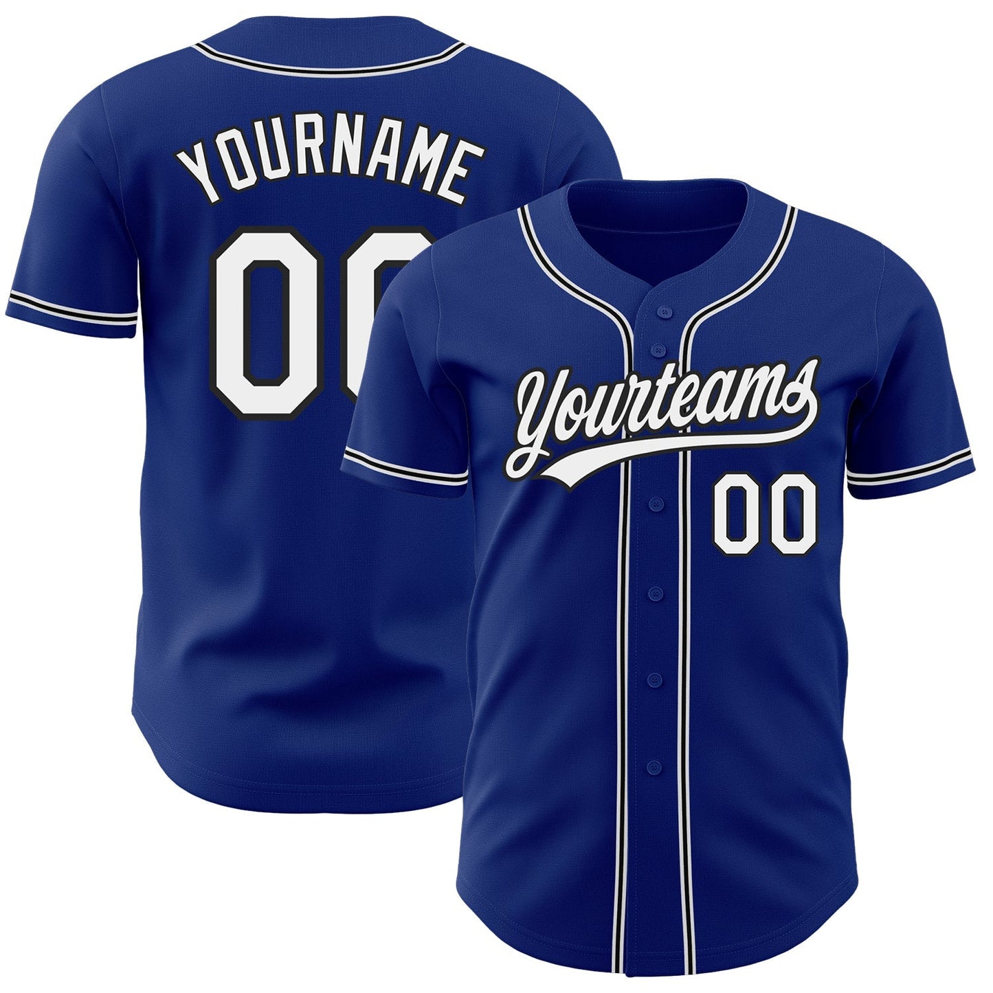 Custom Royal White-Black Authentic Baseball Jersey baseball jersey product view 1