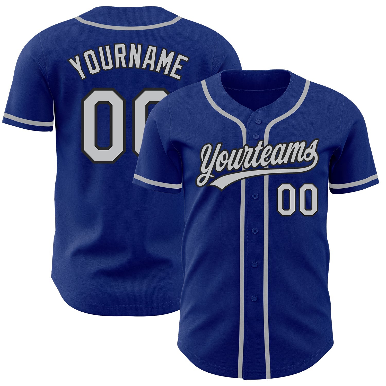 Custom Royal Gray-Black Authentic Baseball Jersey baseball jersey product view 1