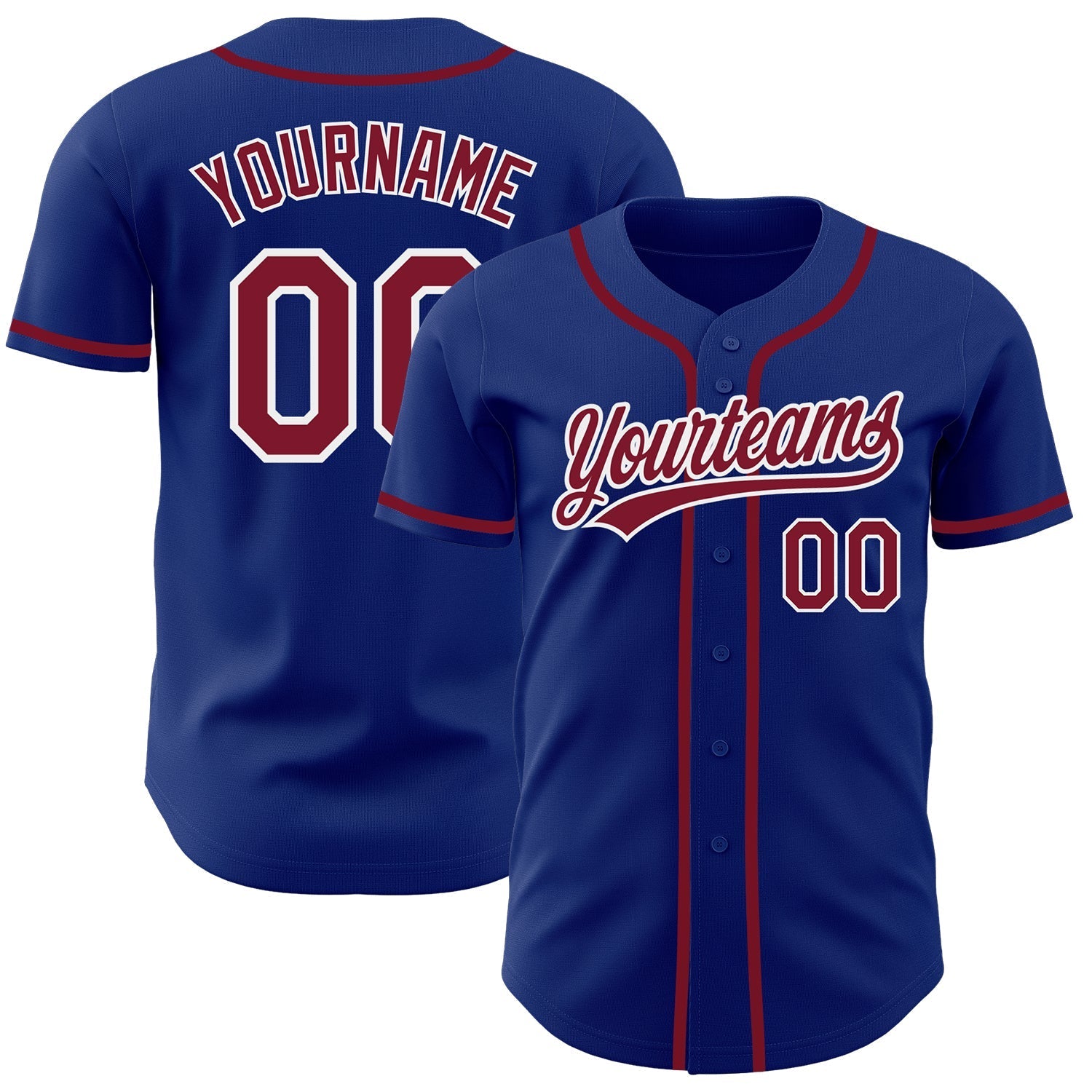 Custom Royal Crimson-White Authentic Baseball Jersey baseball jersey product view 1