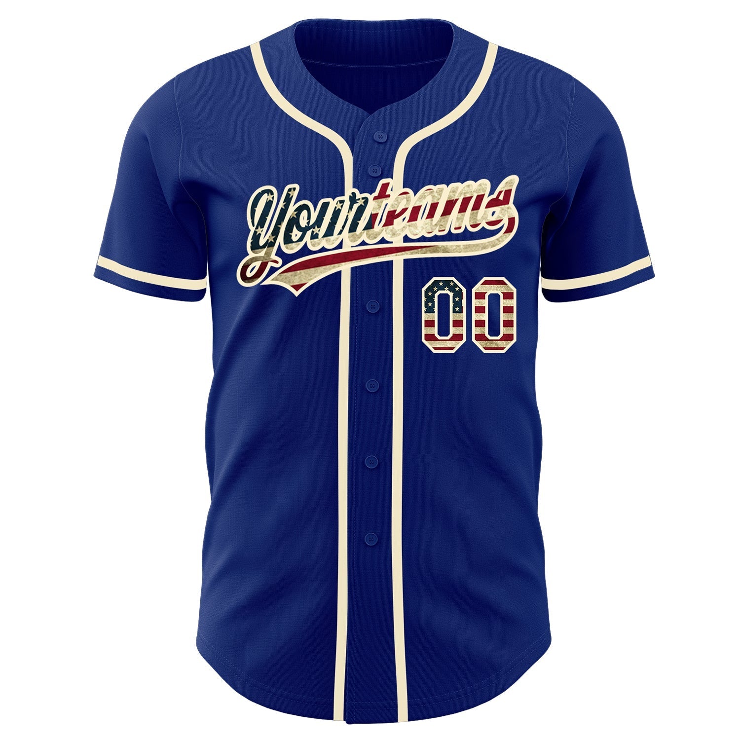 Custom Royal Vintage USA Flag-Cream Authentic Baseball Jersey baseball jersey product view 2