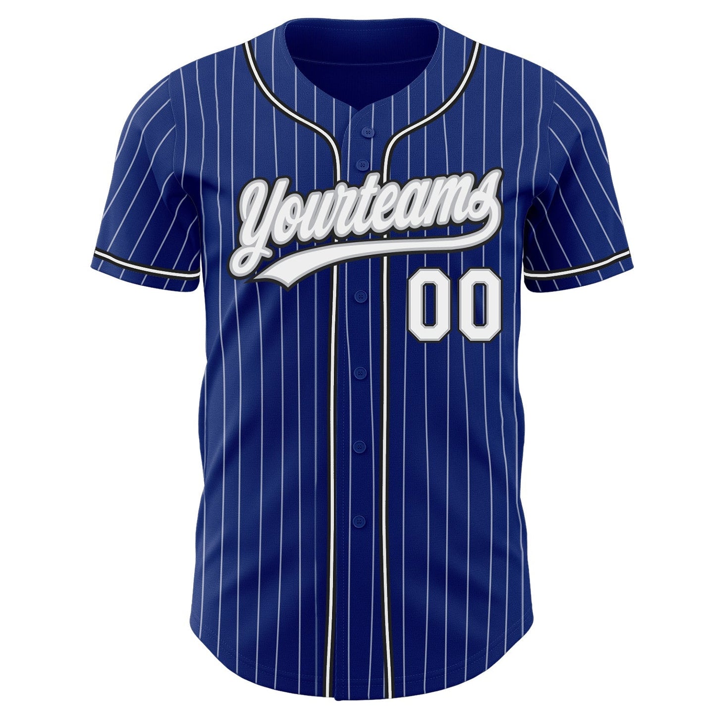 Custom Royal White Pinstripe White Gray-Black Authentic Baseball Jersey baseball jersey product view 2