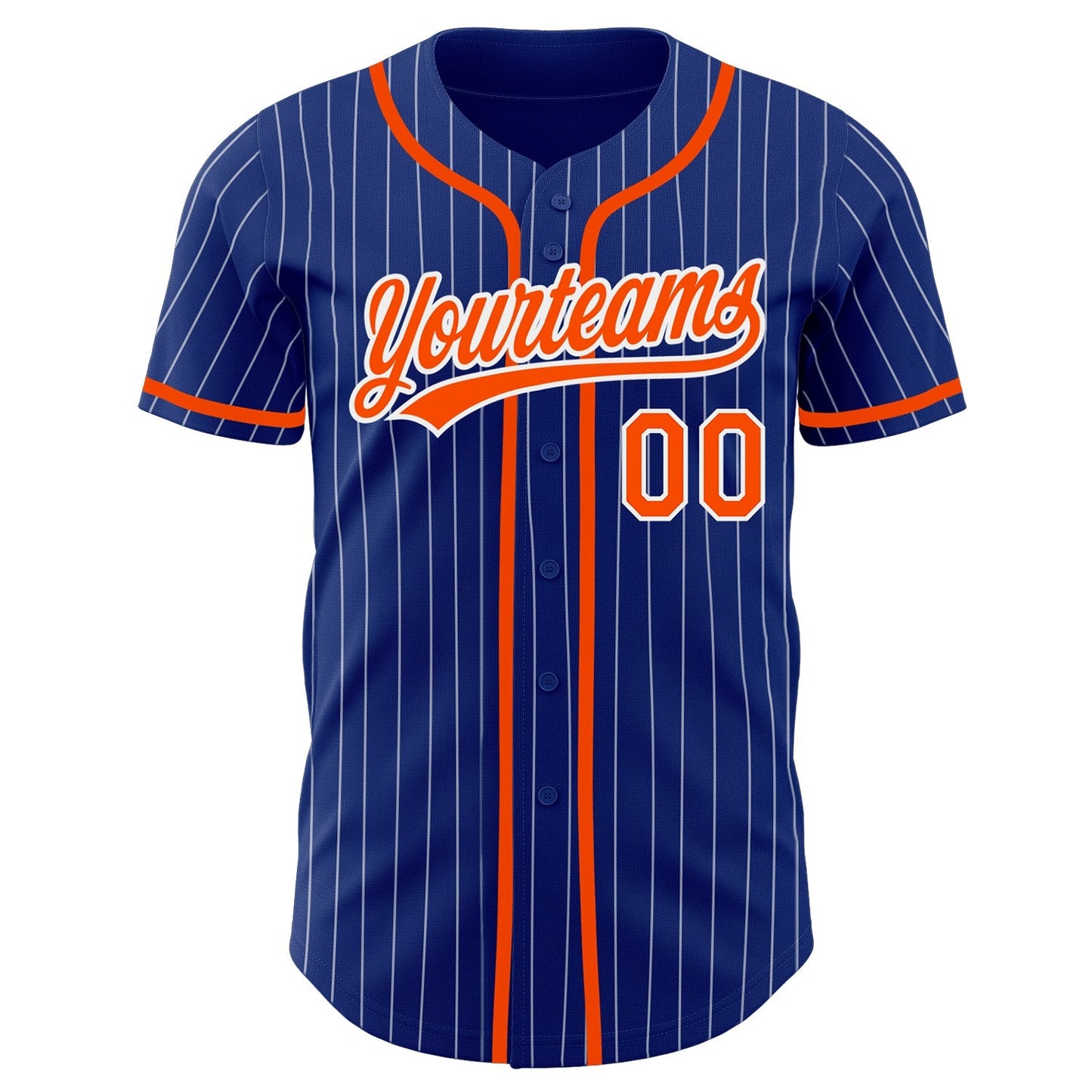 Custom Royal White Pinstripe Orange Authentic Baseball Jersey baseball jersey product view 2