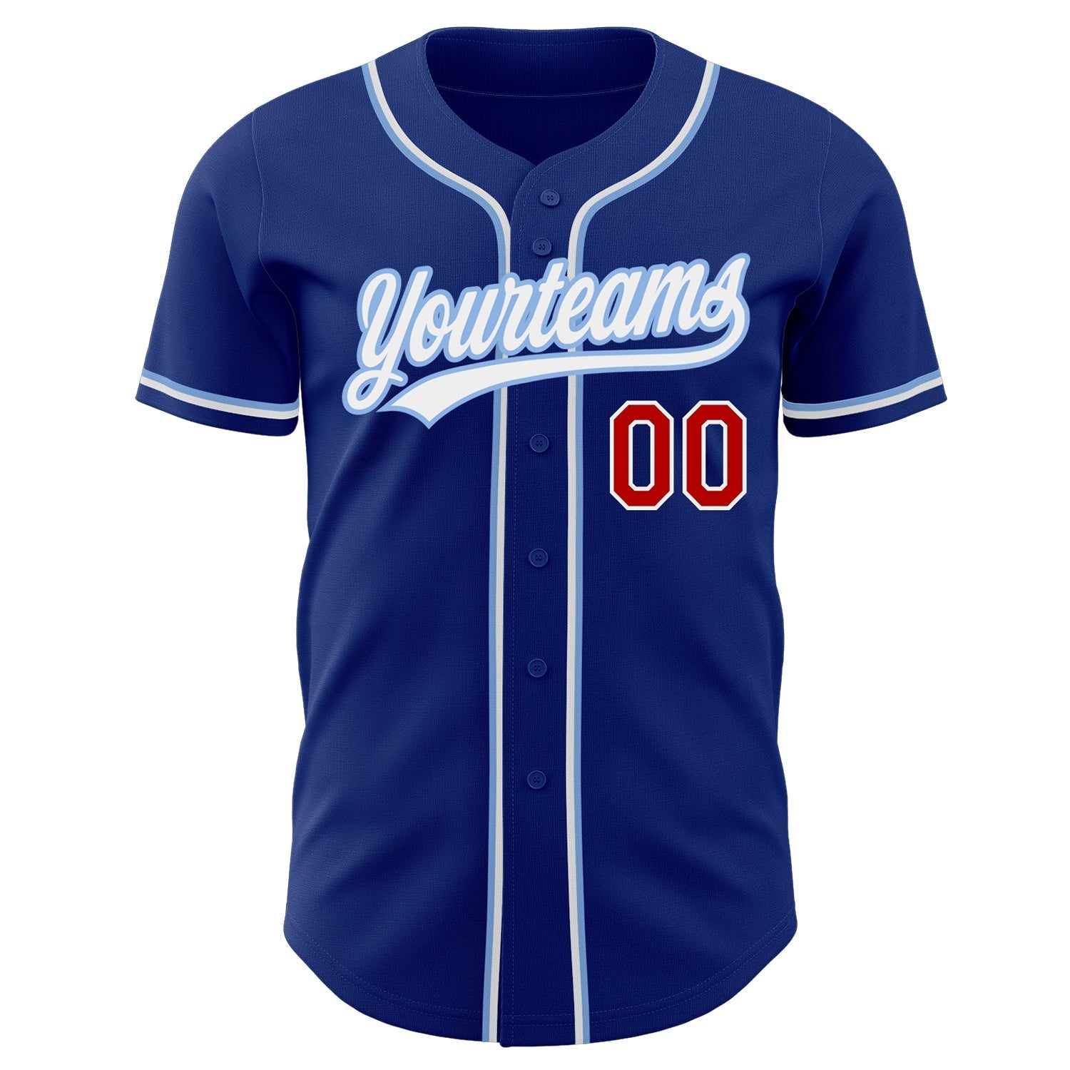 Custom Royal Red-Light Blue Authentic Baseball Jersey baseball jersey product view 2