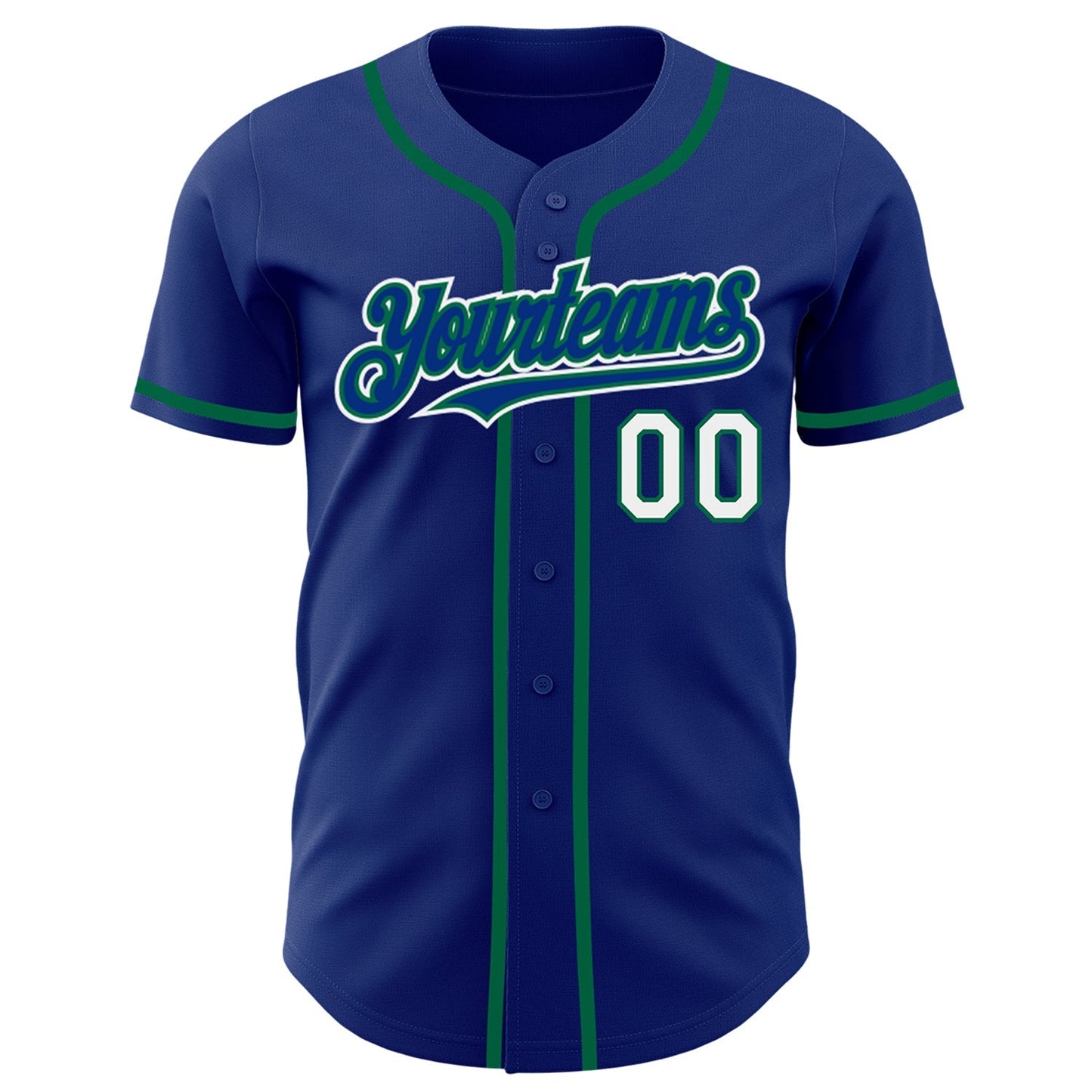 Custom Royal White-Kelly Green Authentic Baseball Jersey baseball jersey product view 2