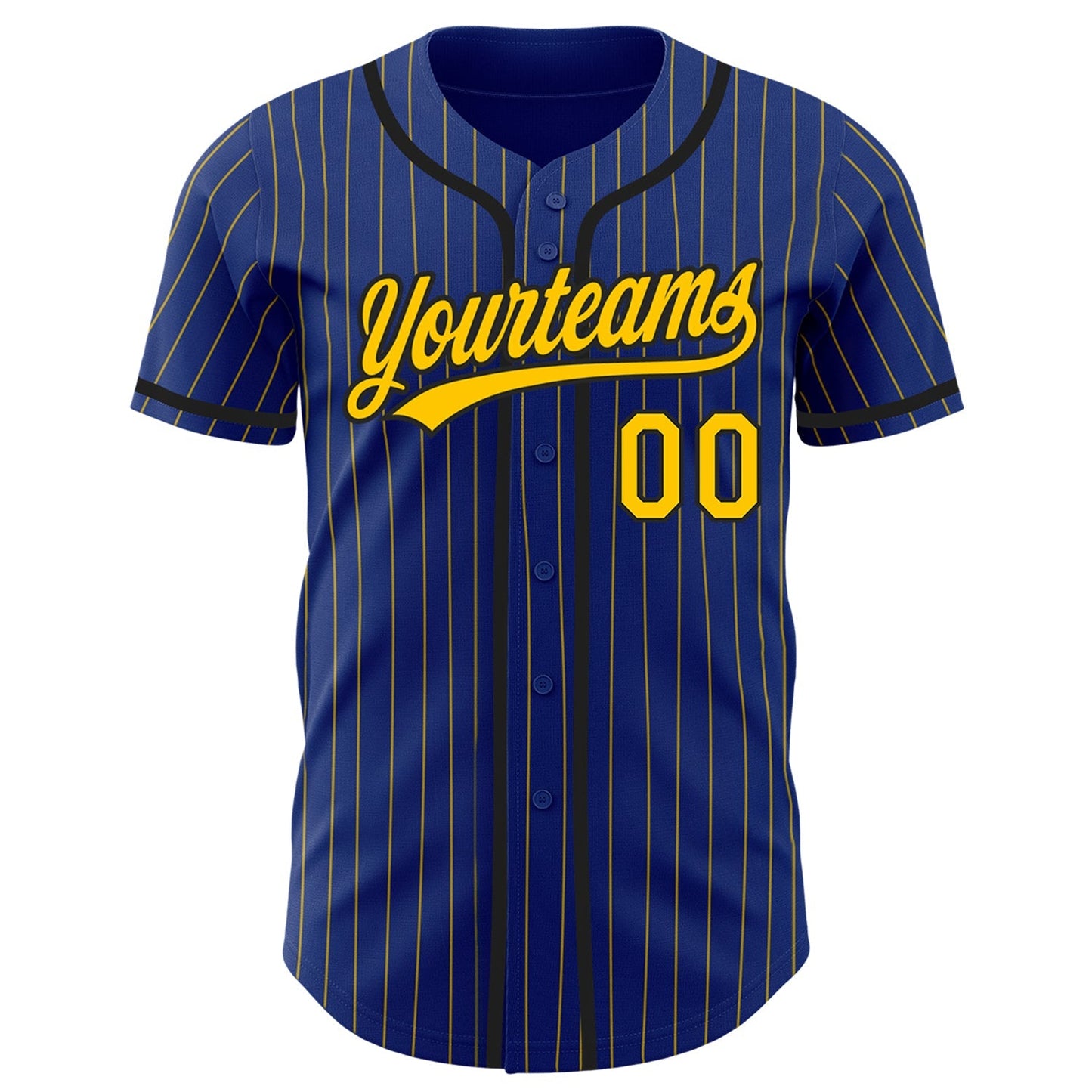 Custom Royal Yellow Pinstripe Black Authentic Baseball Jersey baseball jersey product view 2