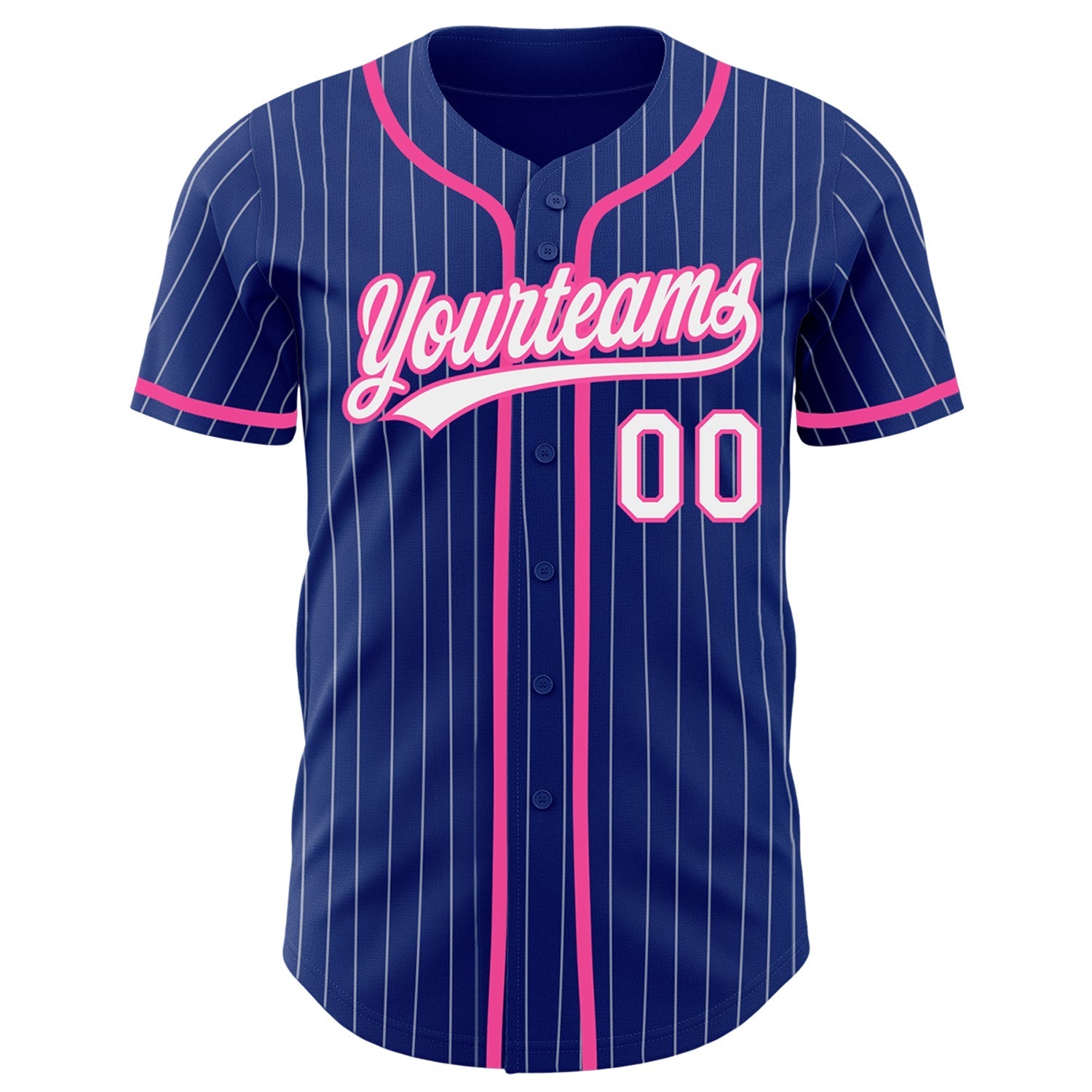 Custom Royal White Pinstripe Pink Authentic Baseball Jersey baseball jersey product view 2