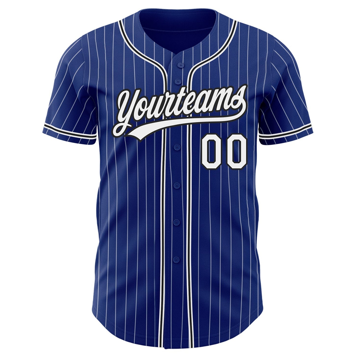 Custom Royal White Pinstripe Black Authentic Baseball Jersey baseball jersey product view 2