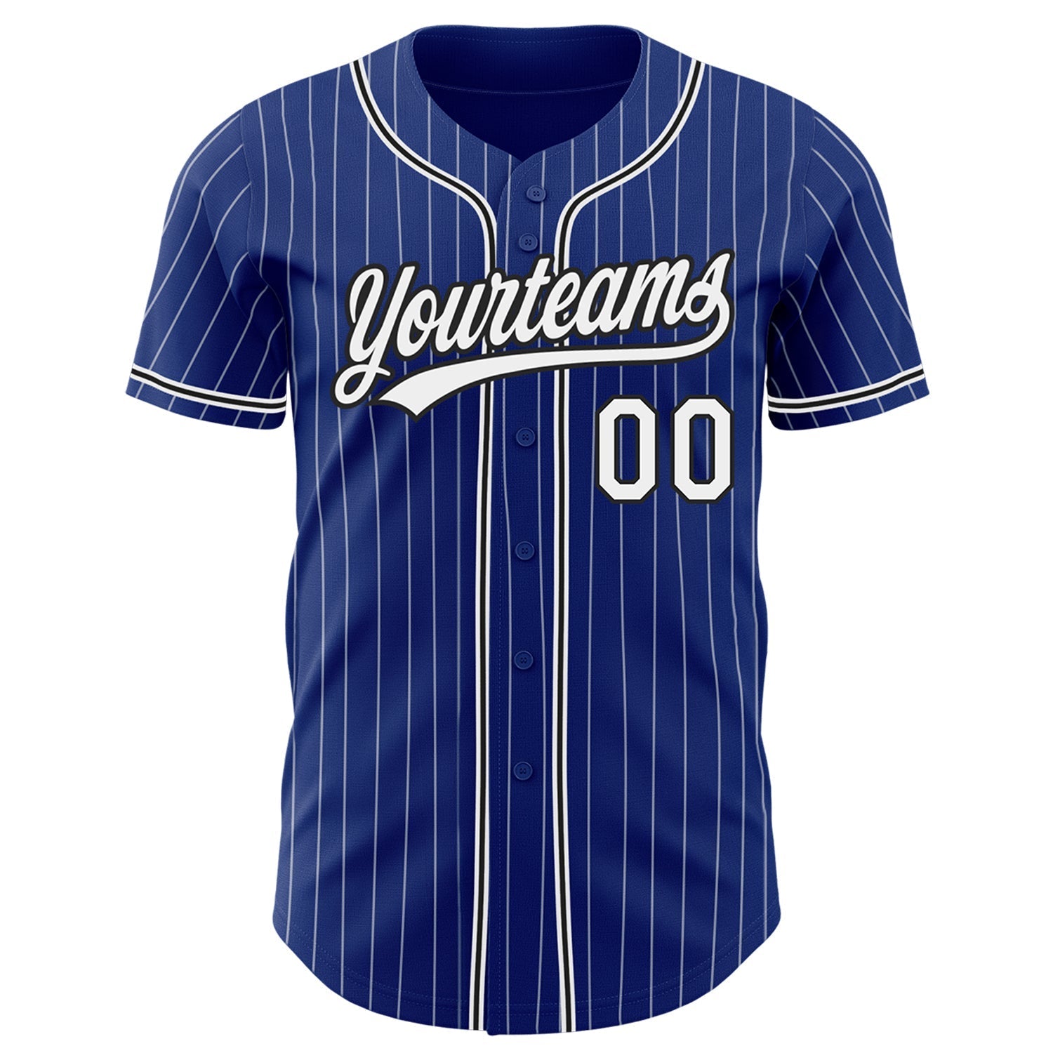 Custom Royal White Pinstripe Black Authentic Baseball Jersey baseball jersey product view 2