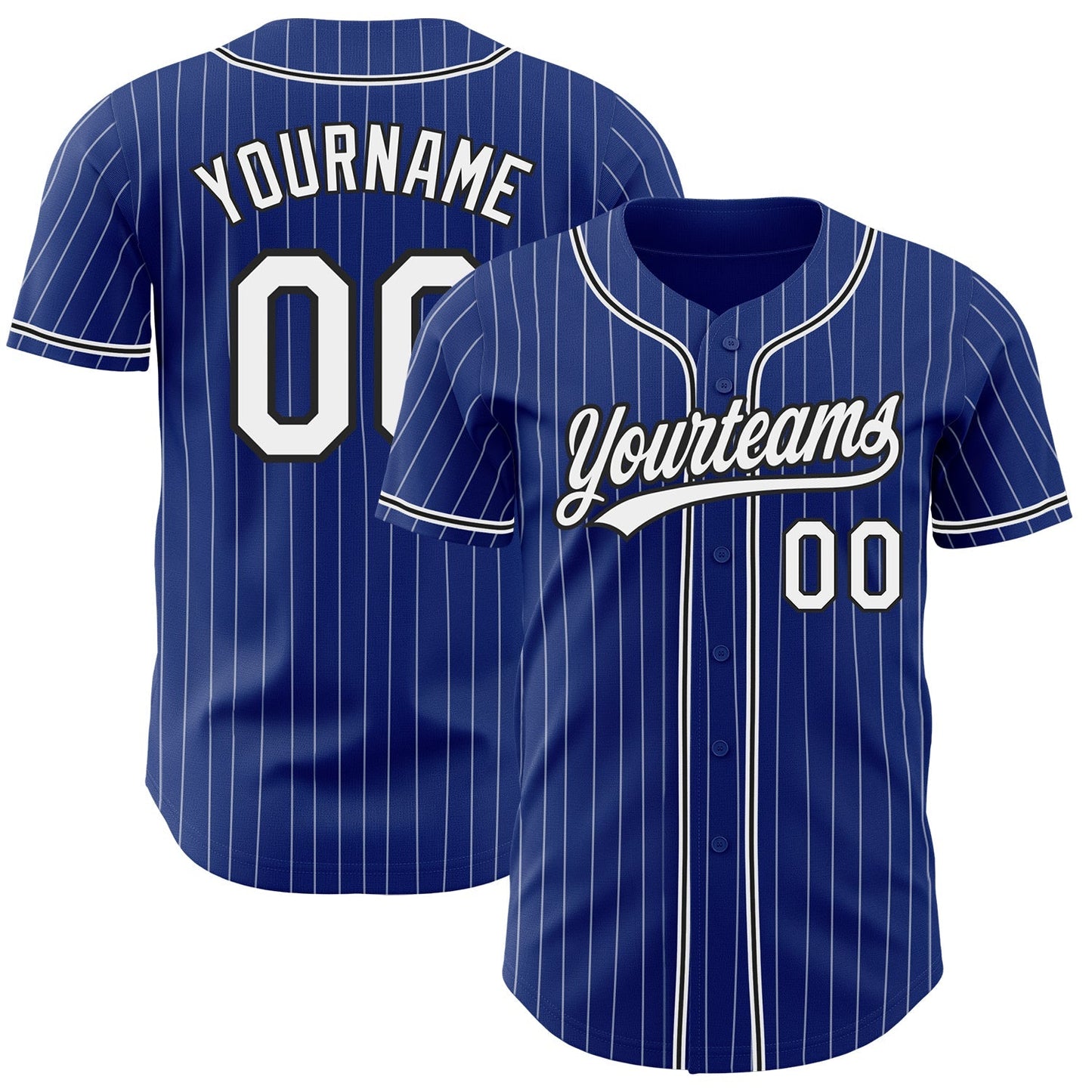 Custom Royal White Pinstripe Black Authentic Baseball Jersey baseball jersey product view 1