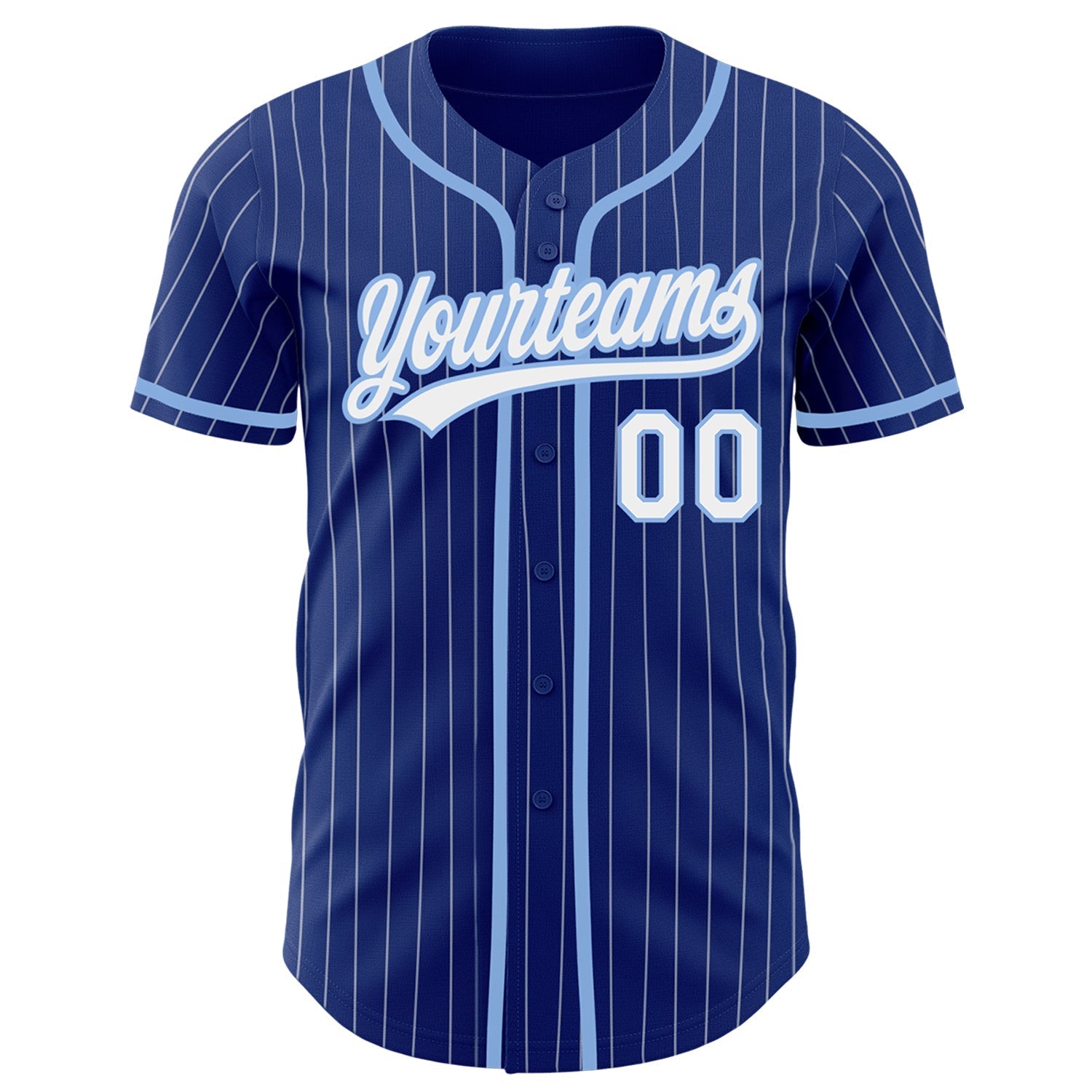 Custom Royal White Pinstripe Light Blue Authentic Baseball Jersey baseball jersey product view 2