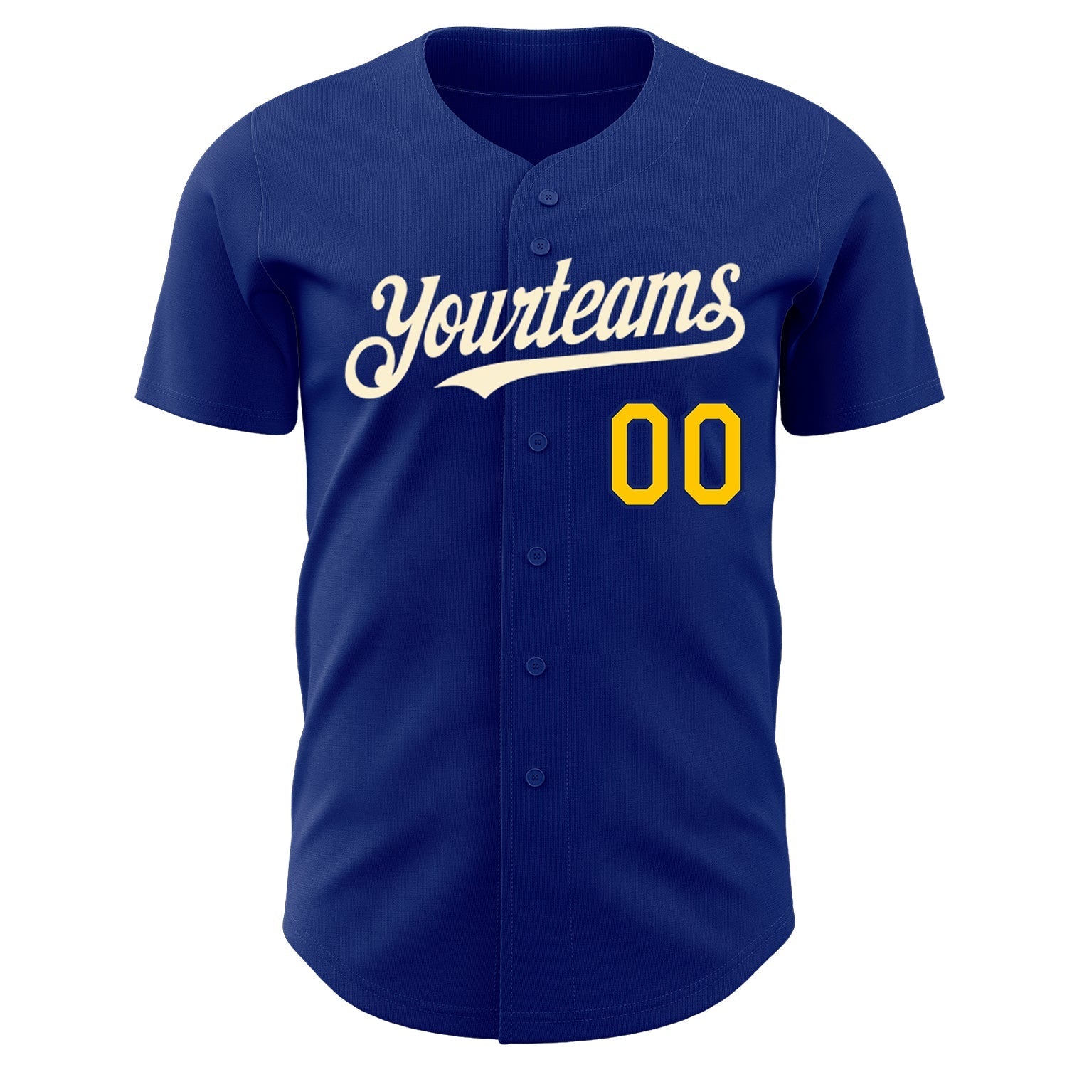 Custom Royal Yellow-Cream Authentic Baseball Jersey baseball jersey product view 2