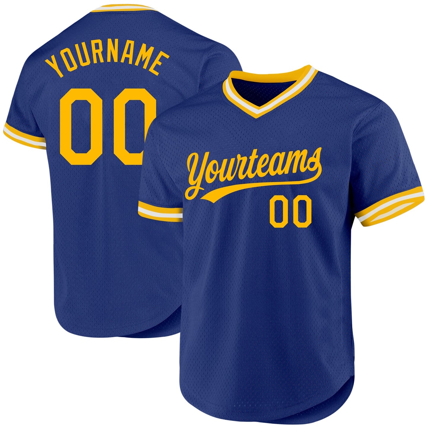 Custom Royal Gold-White Authentic Throwback Baseball Jersey baseball jersey product view 1