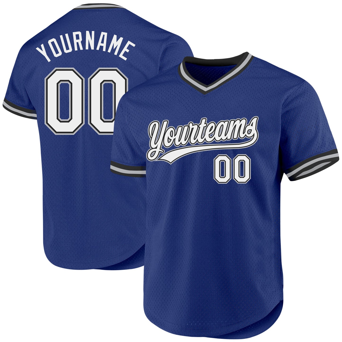 Custom Royal Black-Gray Authentic Throwback Baseball Jersey baseball jersey product view 1