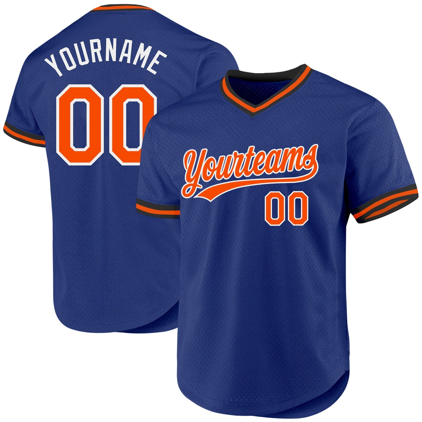 Custom Royal Orange-White Authentic Throwback Baseball Jersey baseball jersey product view 1