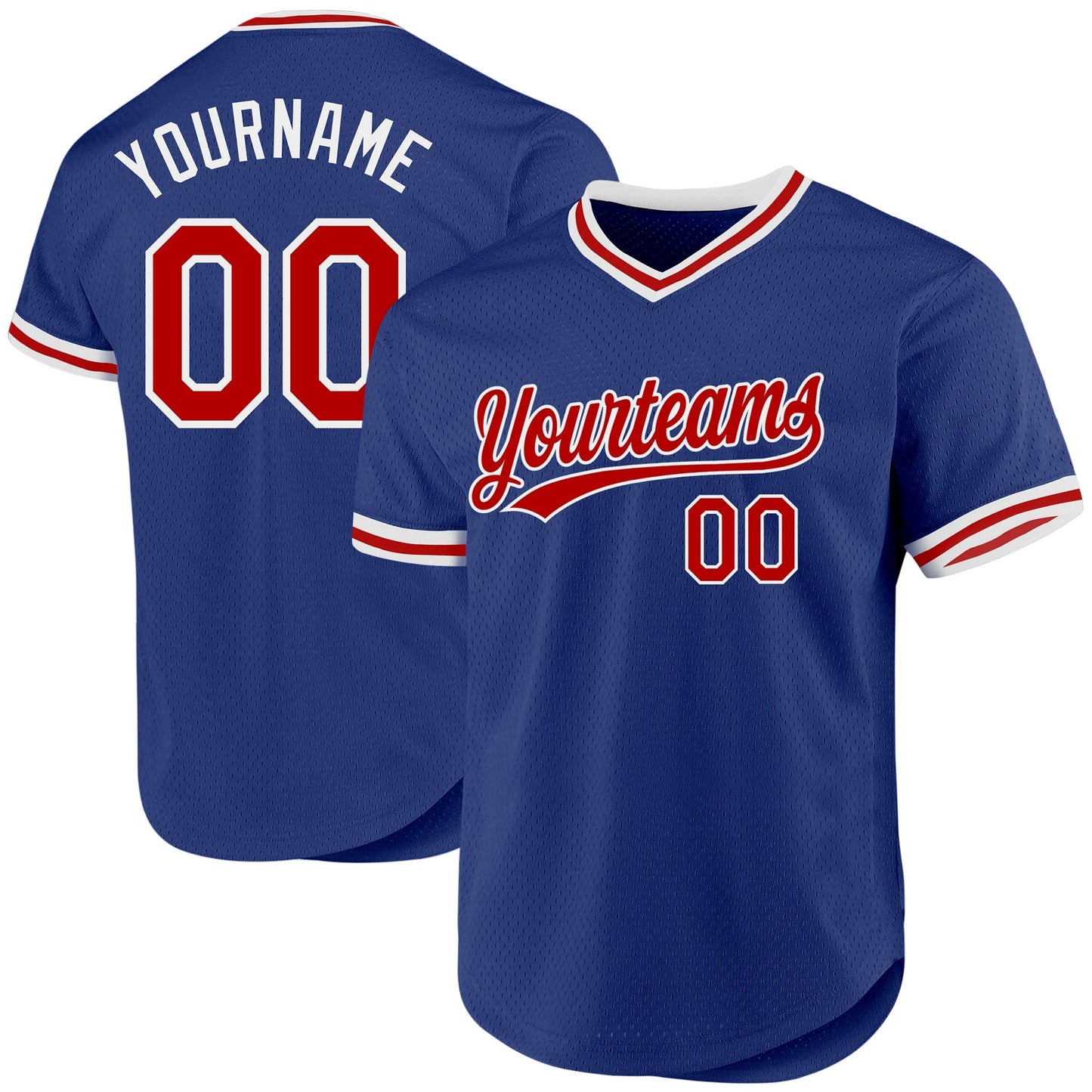 Custom Royal Red-White Authentic Throwback Baseball Jersey baseball jersey product view 1