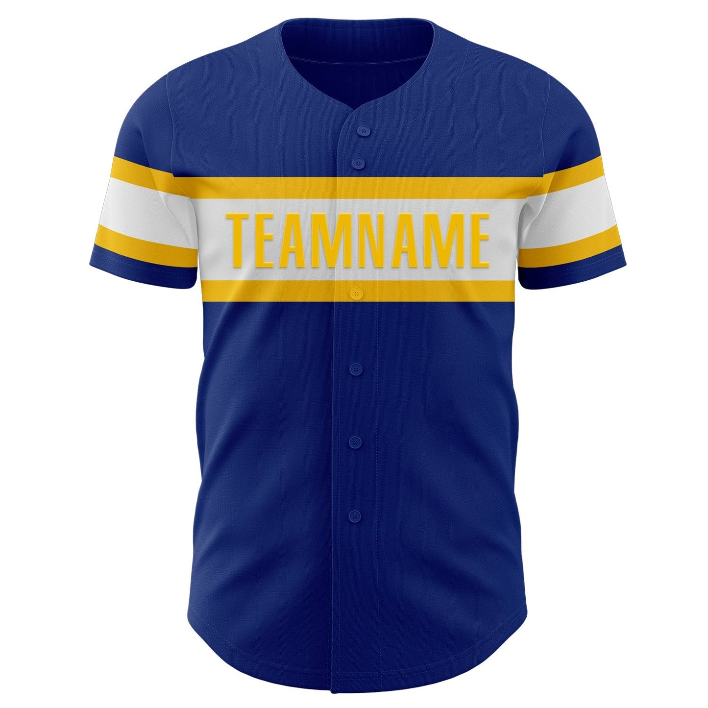 Custom Royal White-Yellow Authentic Baseball Jersey baseball jersey product view 2