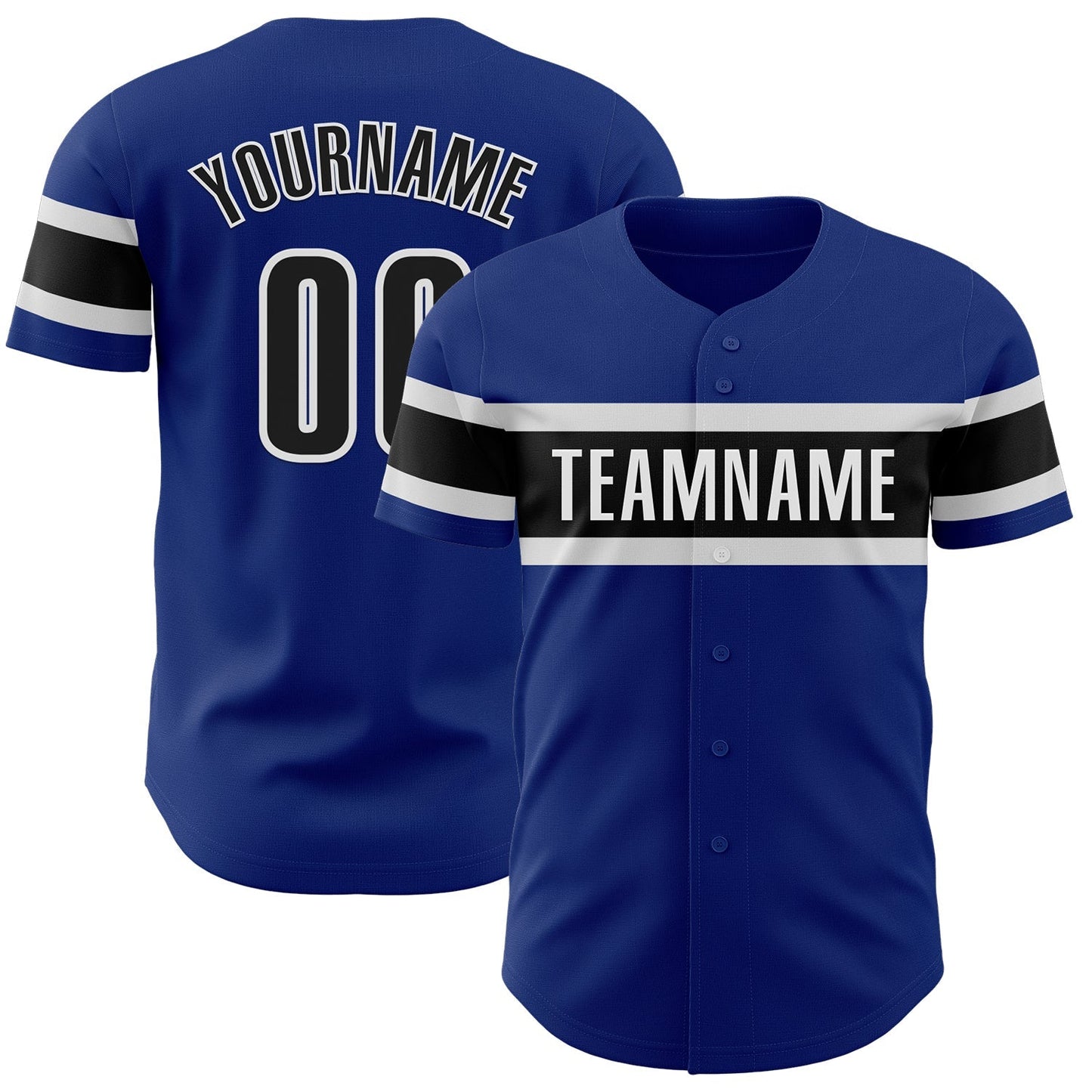 Custom Royal Black-White Authentic Baseball Jersey baseball jersey product view 1