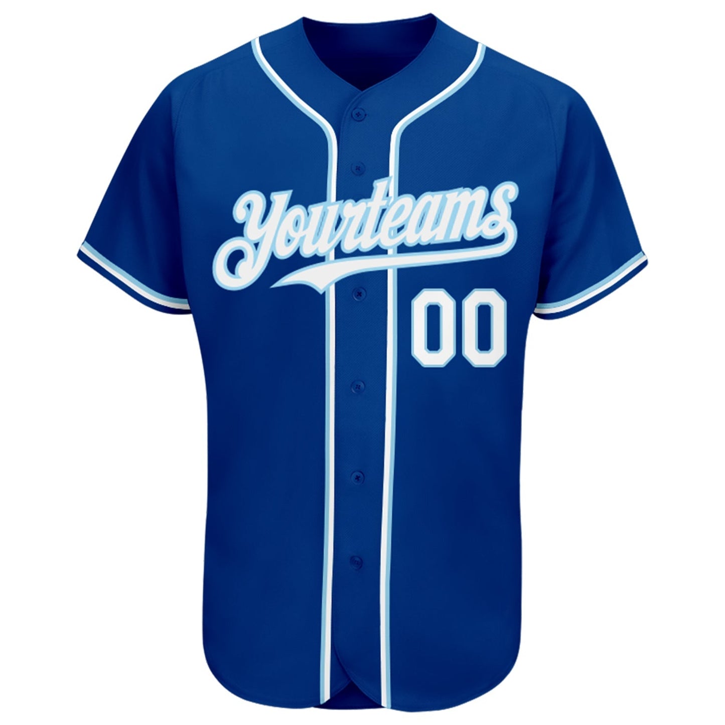 Custom Royal White-Light Blue Authentic Baseball Jersey baseball jersey product view 3