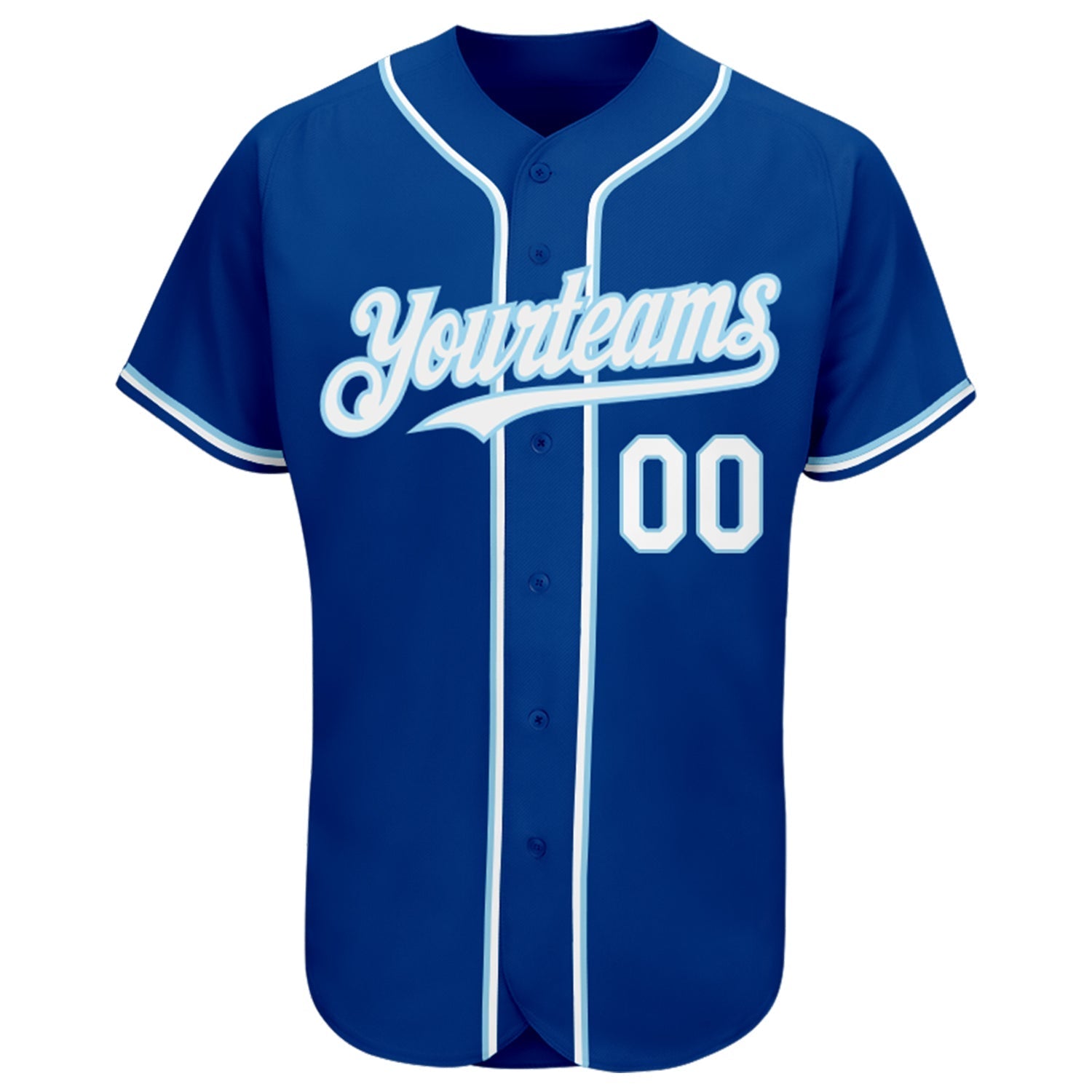 Custom Royal White-Light Blue Authentic Baseball Jersey baseball jersey product view 3