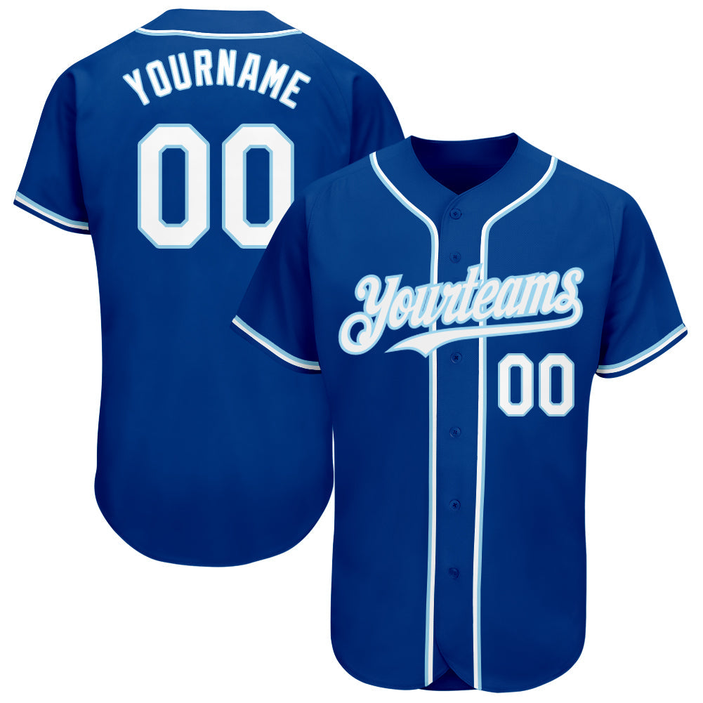 Custom Royal White-Light Blue Authentic Baseball Jersey baseball jersey product view 1