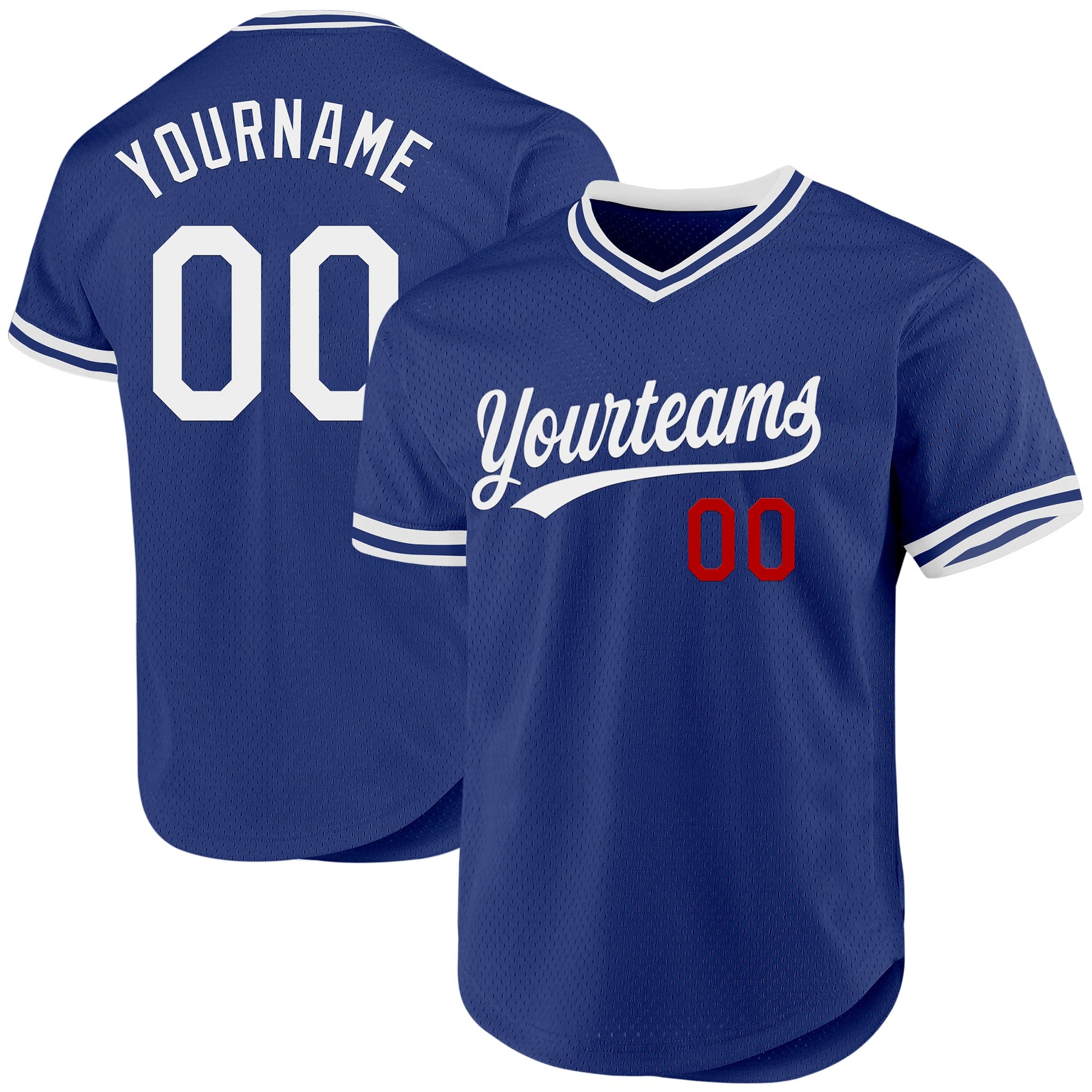 Custom Royal White-Red Authentic Throwback Baseball Jersey baseball jersey product view 1