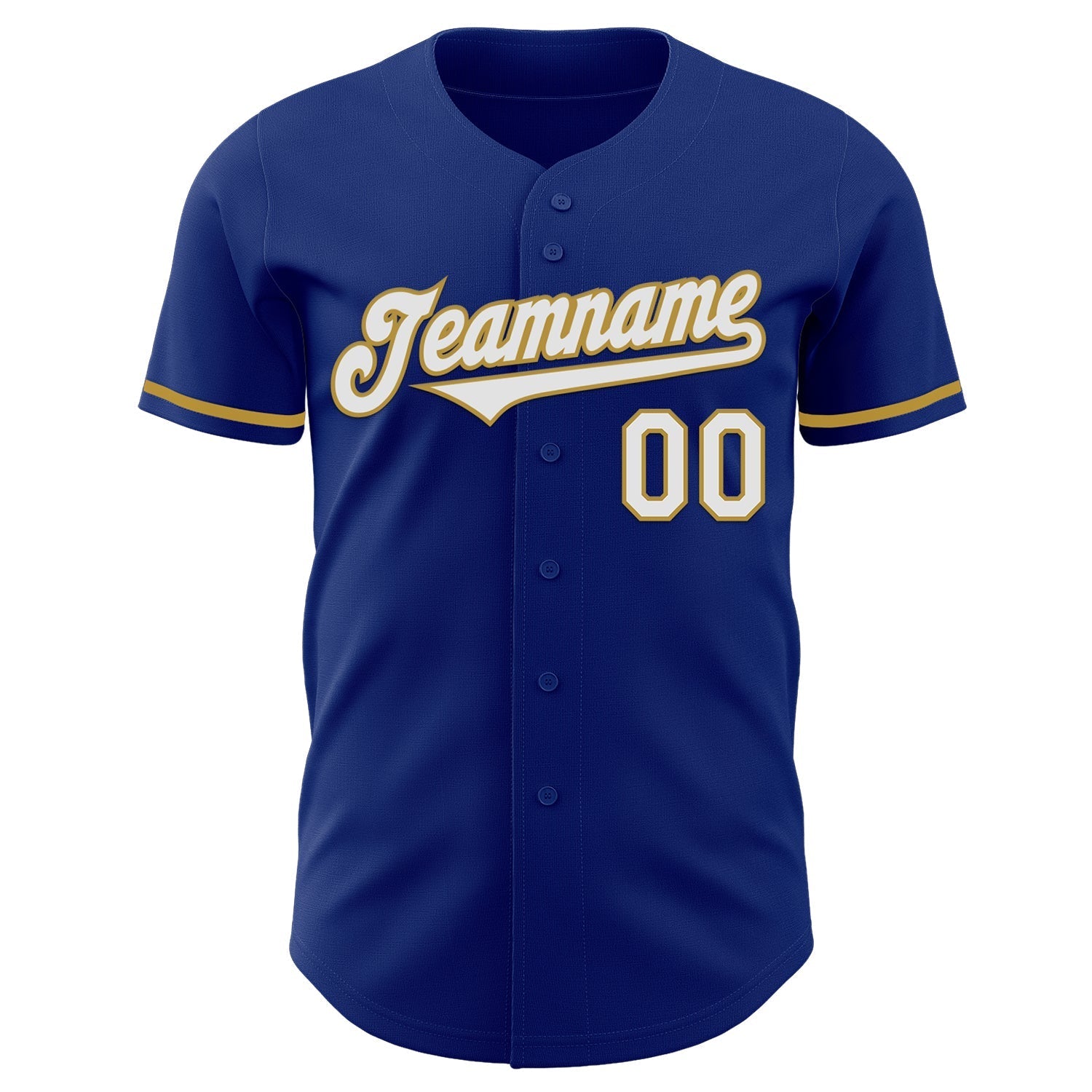 Custom Royal White-Old Gold Authentic Baseball Jersey baseball jersey product view 2