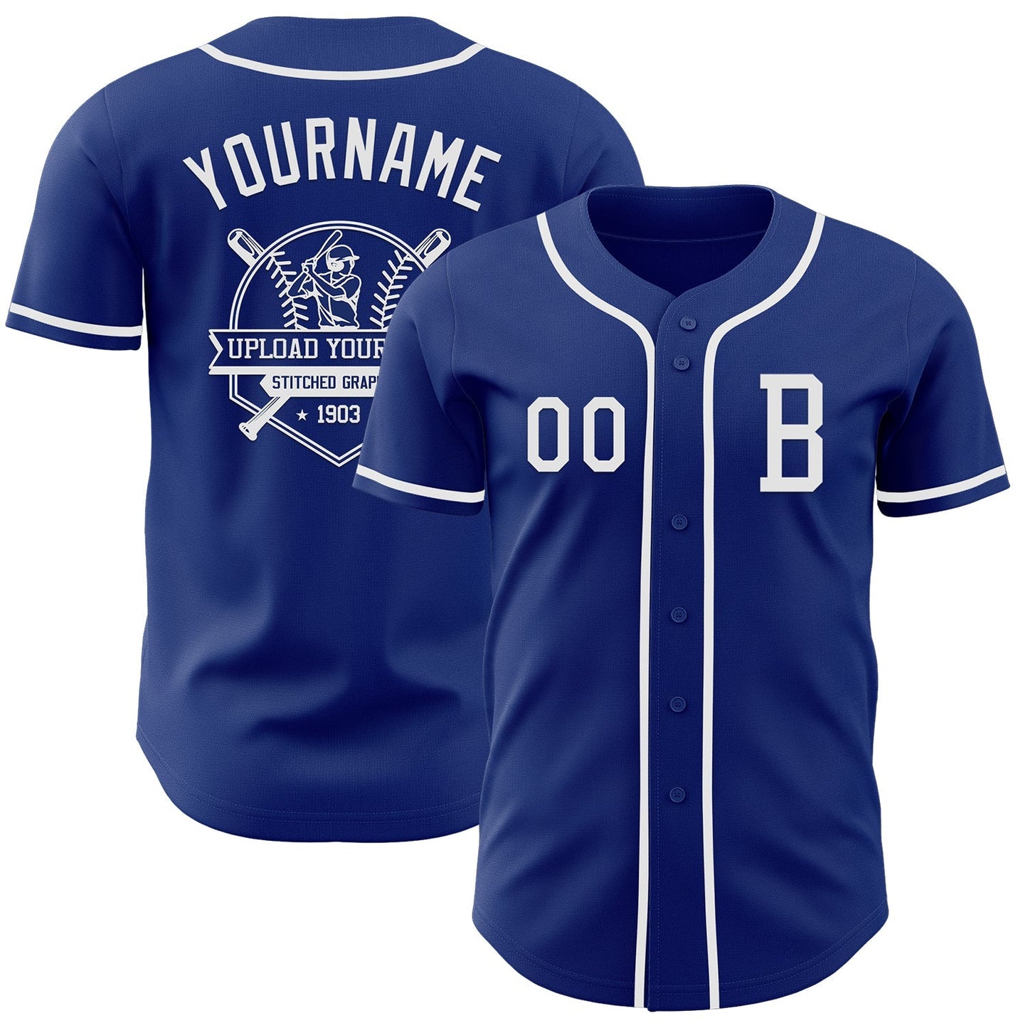 Custom Royal White Authentic Baseball Jersey baseball jersey product view 5