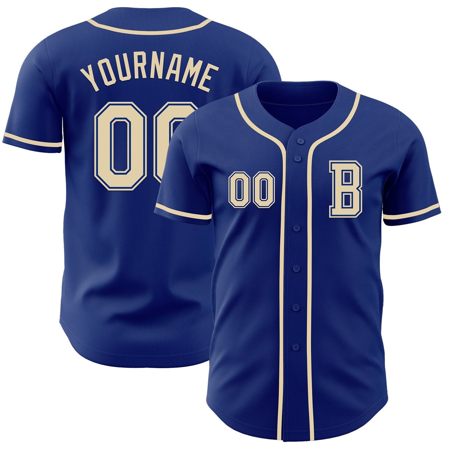 Custom Royal Cream Authentic Baseball Jersey baseball jersey product view 1