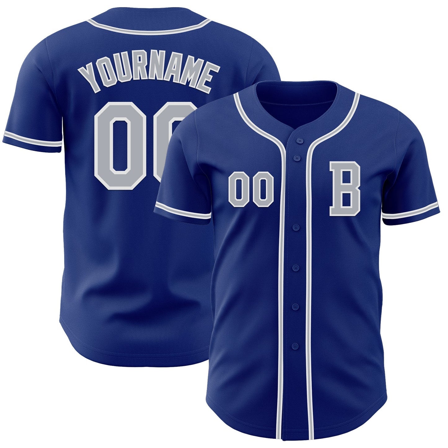 Custom Royal Gray-White Authentic Baseball Jersey baseball jersey product view 1
