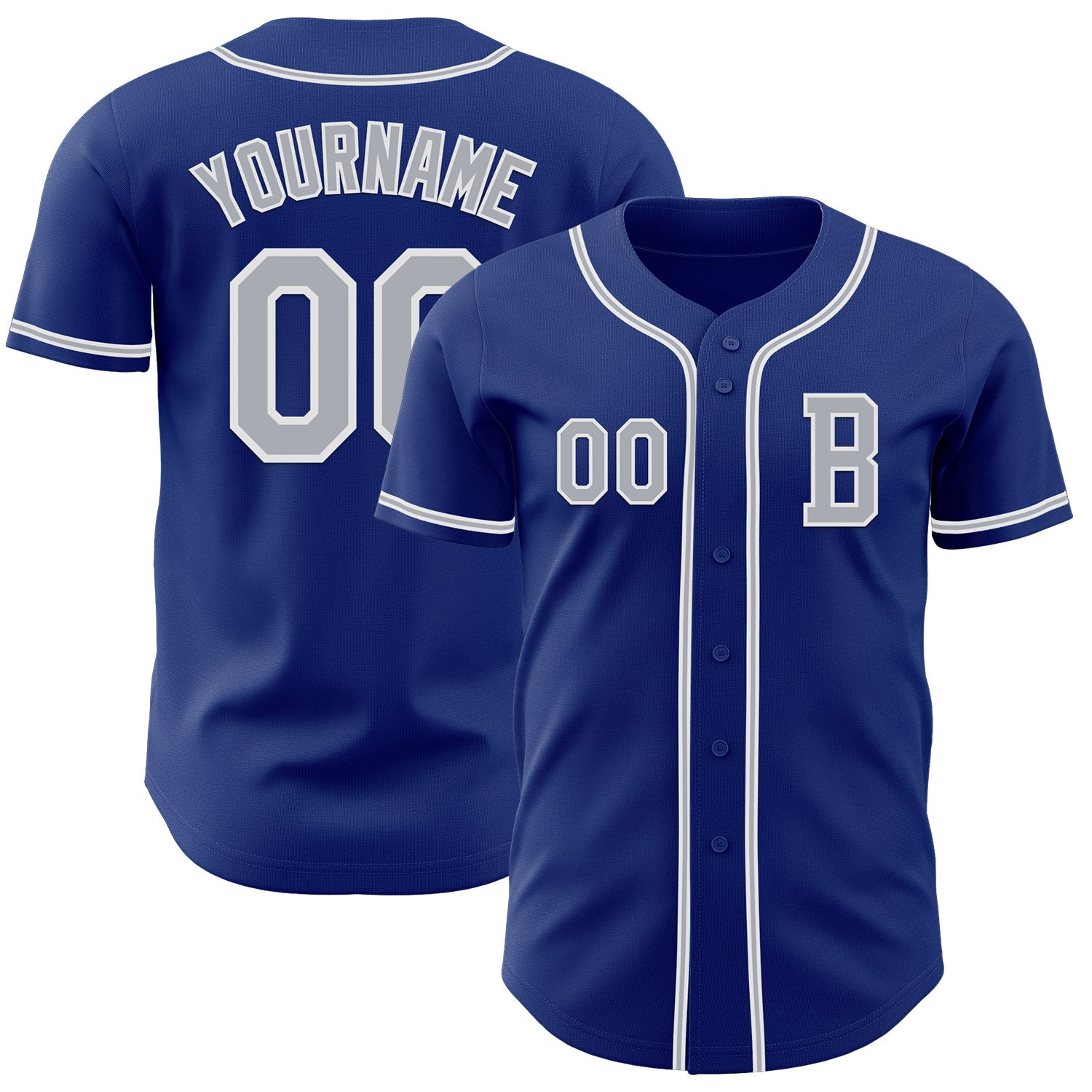 Custom Royal Gray-White Authentic Baseball Jersey baseball jersey product view 1