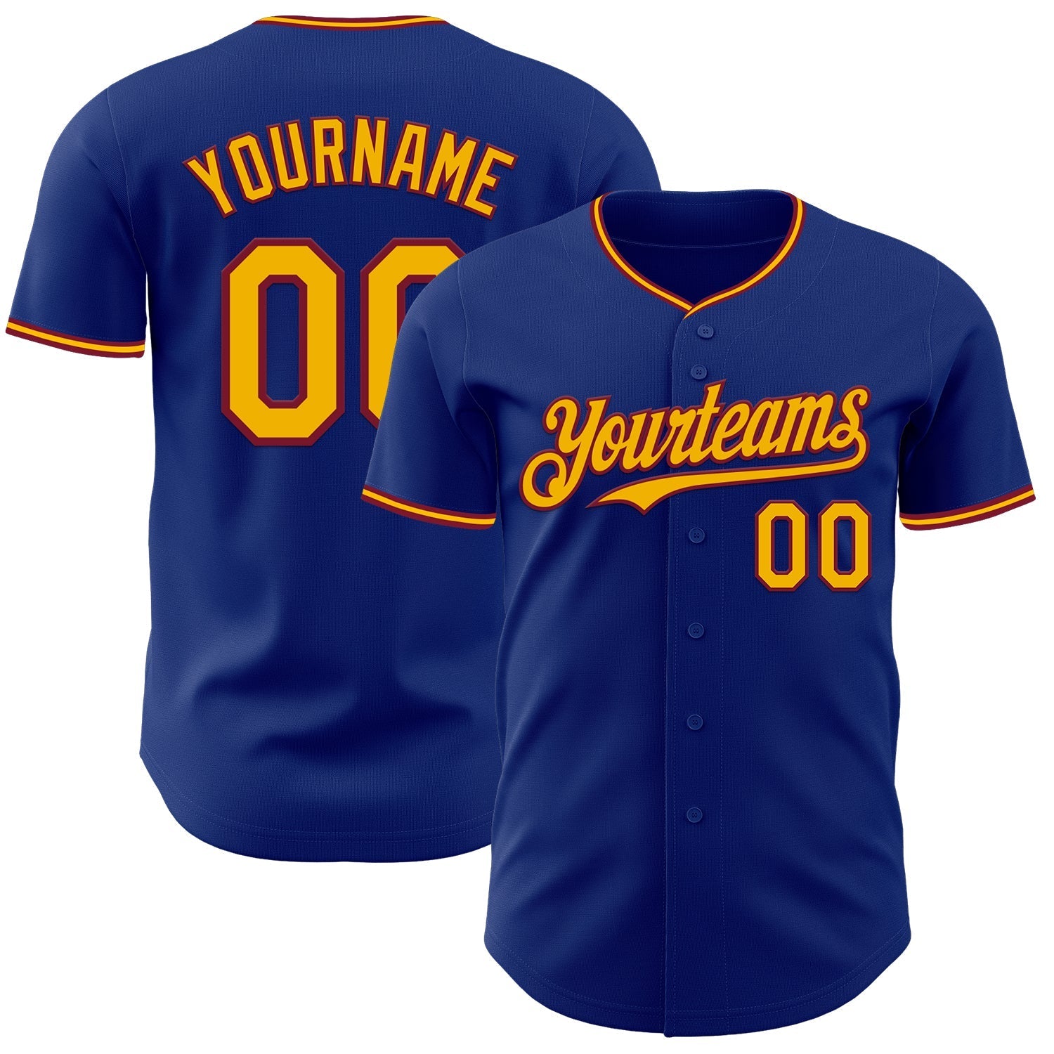 Custom Royal Gold-Crimson Authentic Baseball Jersey baseball jersey product view 1