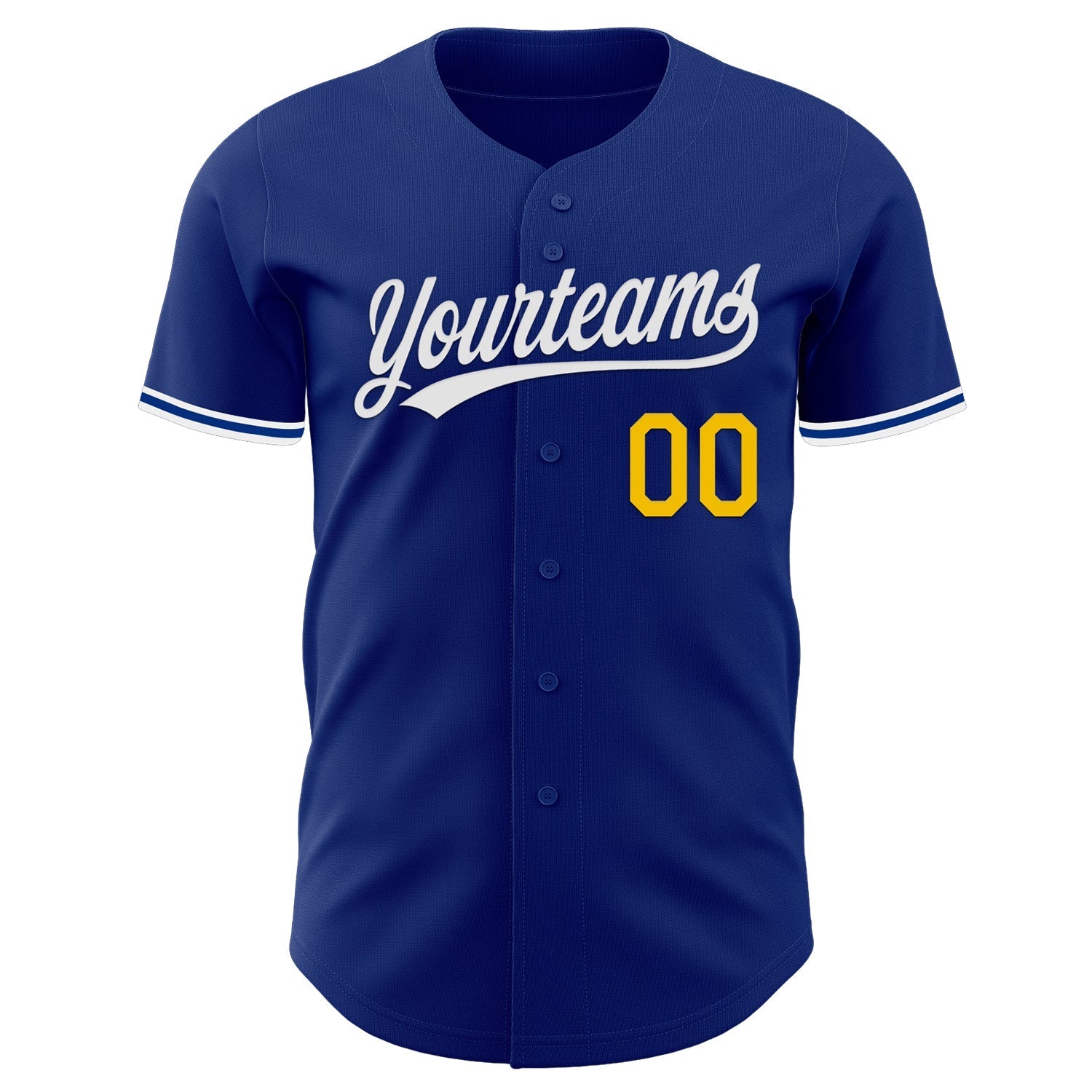 Custom Royal Yellow-White Authentic Baseball Jersey baseball jersey product view 2