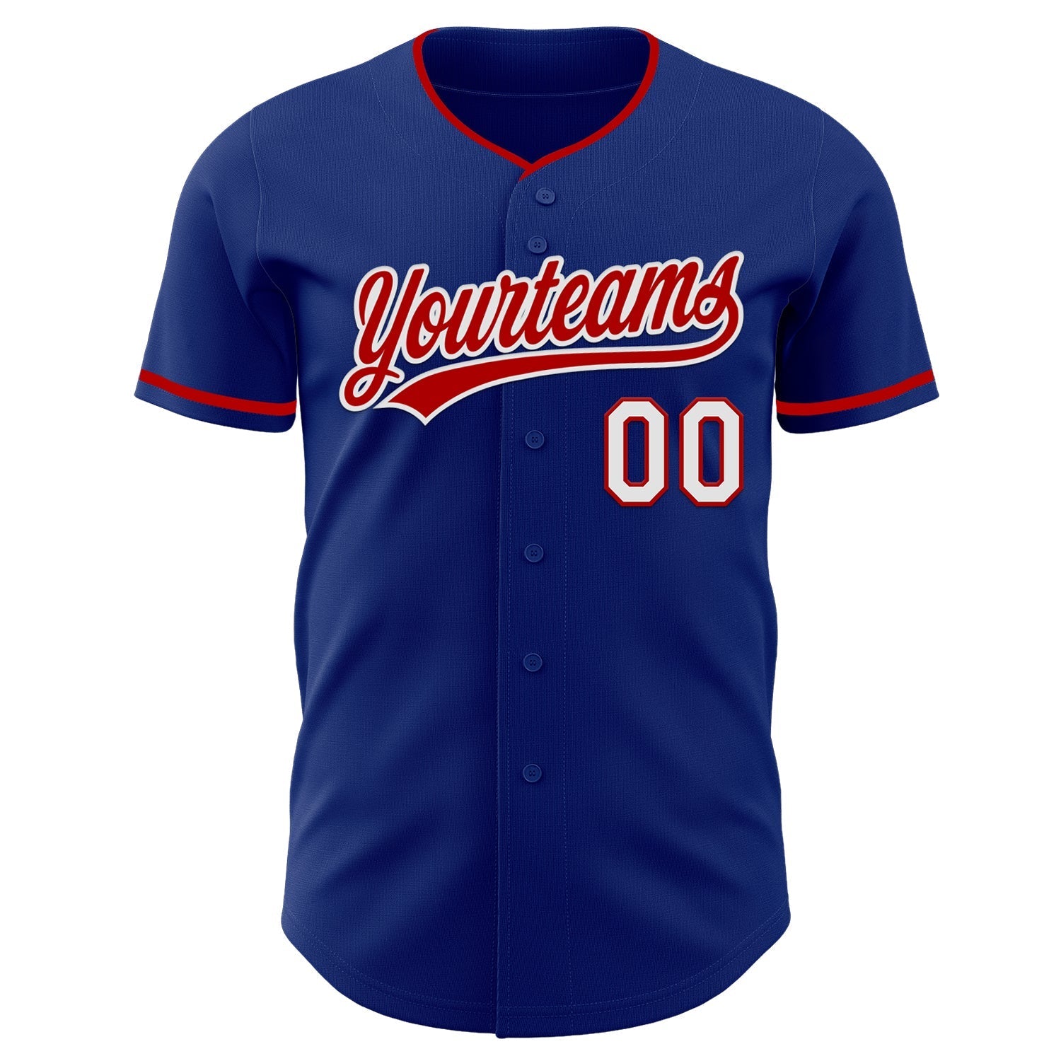 Custom Royal Red-White Authentic Baseball Jersey baseball jersey product view 2