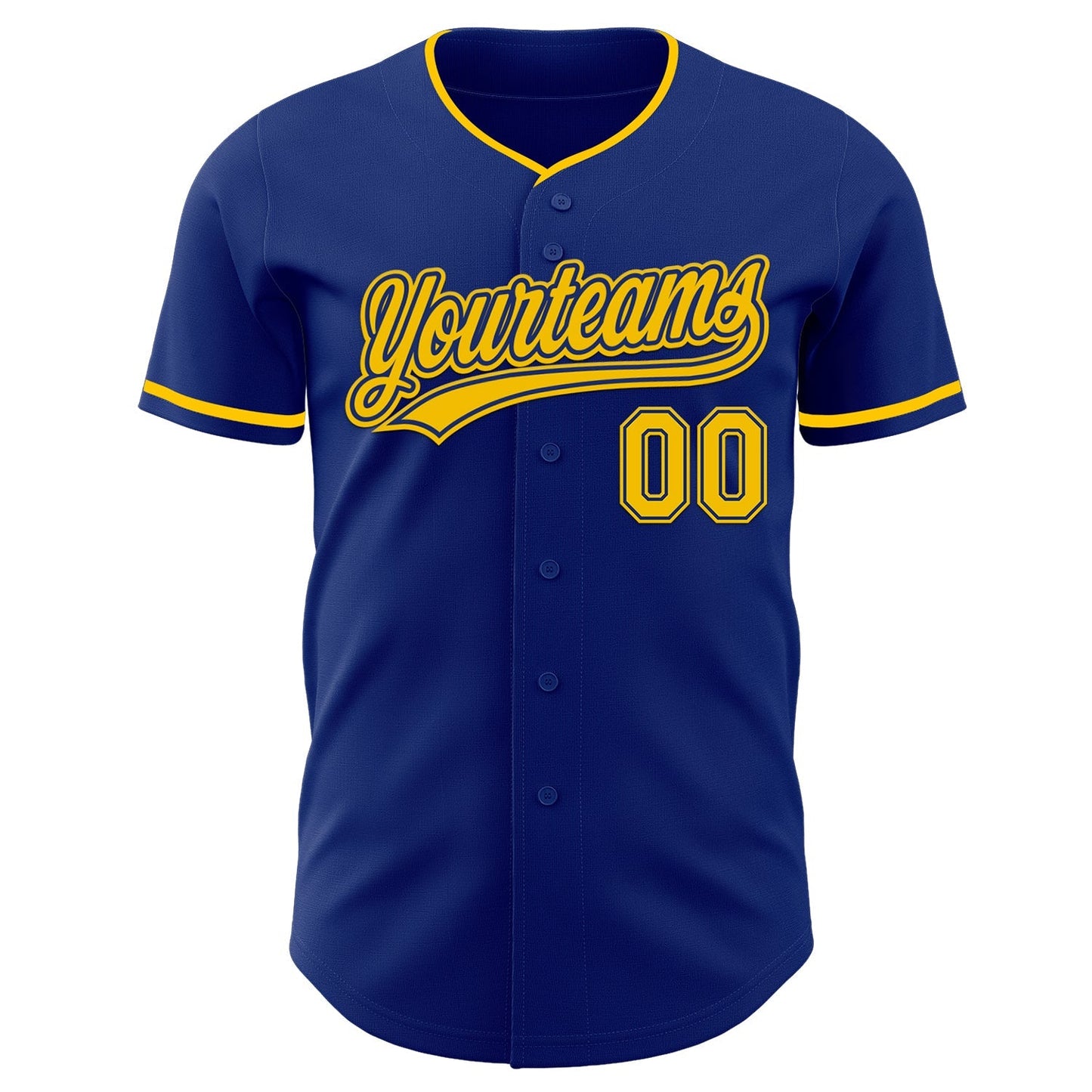 Custom Royal Yellow Authentic Baseball Jersey baseball jersey product view 2