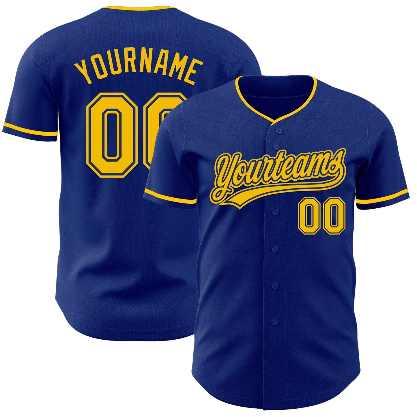 Custom Royal Yellow Authentic Baseball Jersey baseball jersey product view 1