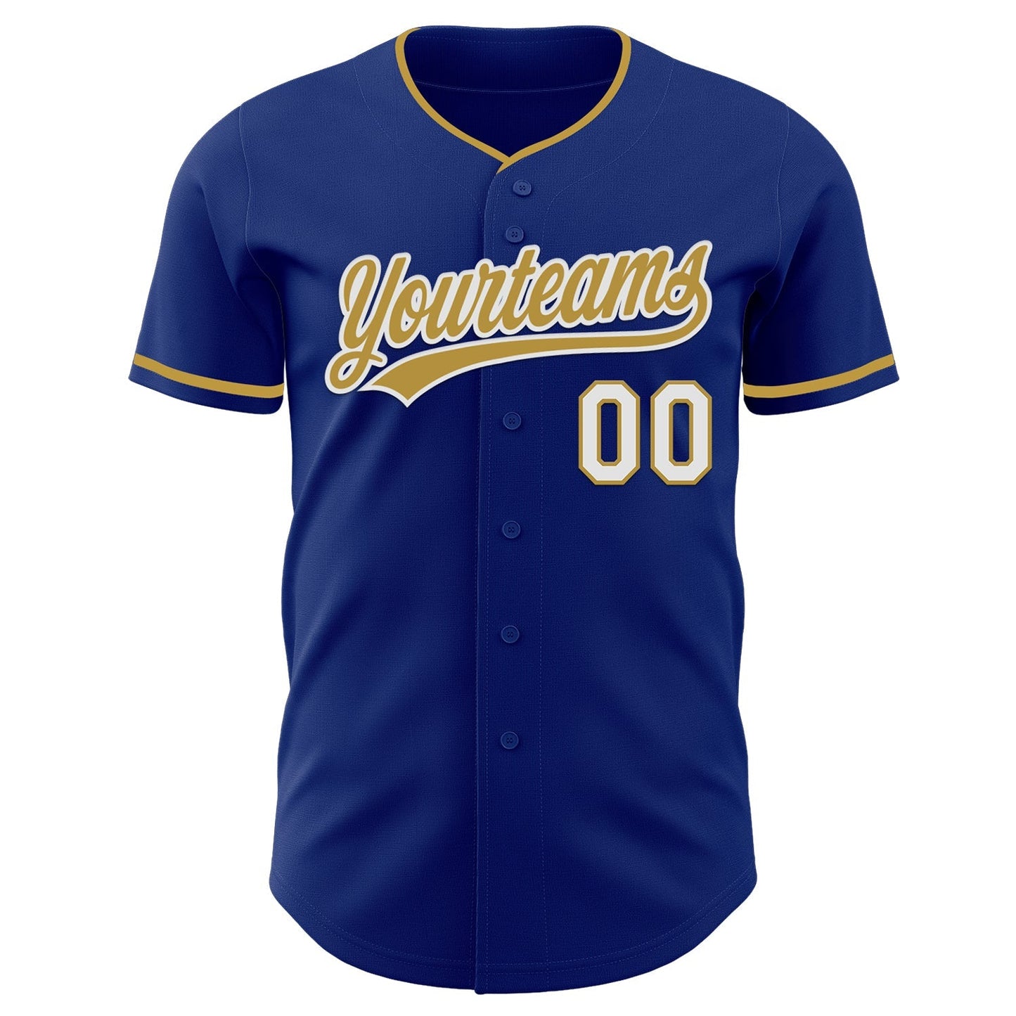 Custom Royal Old Gold-White Authentic Baseball Jersey baseball jersey product view 2