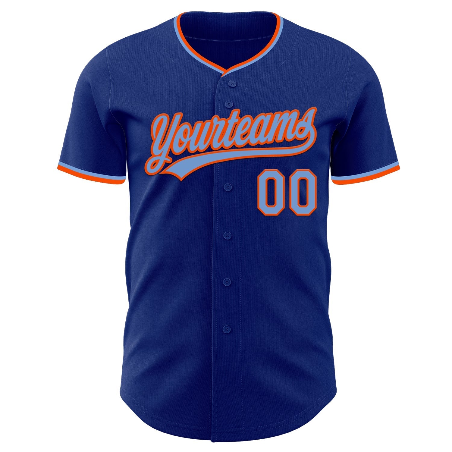 Custom Royal Powder Blue-Orange Authentic Baseball Jersey baseball jersey product view 2